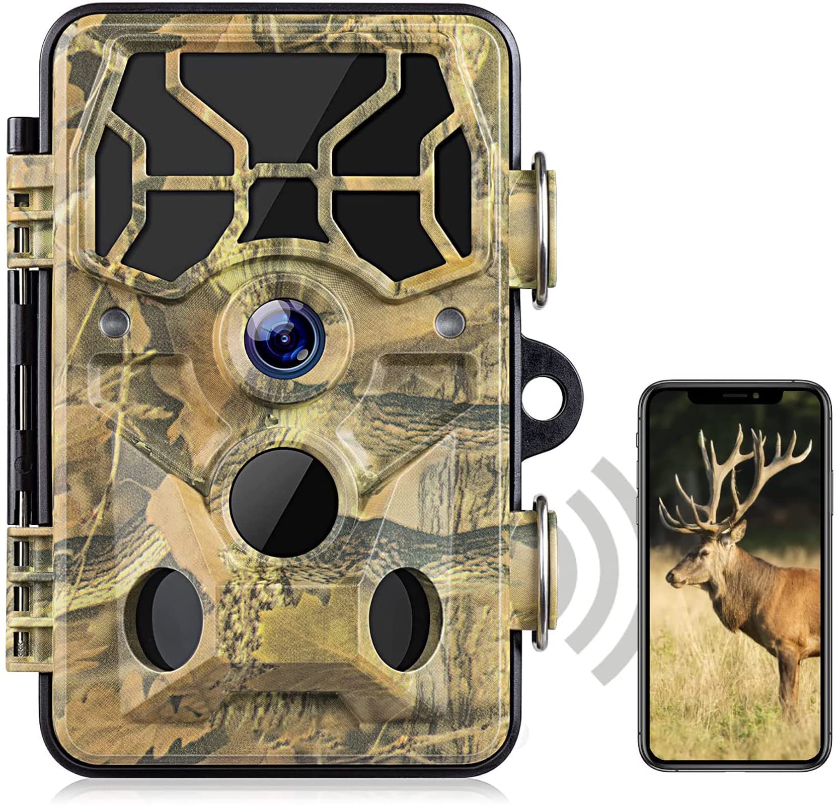 Wildcam Wifi Tracking Camera Bluetooth 20MP 1296P Gaming Camera, non-glowing night vision 20m / 65ft, motion activated, IP66 Waterproof hunting camera