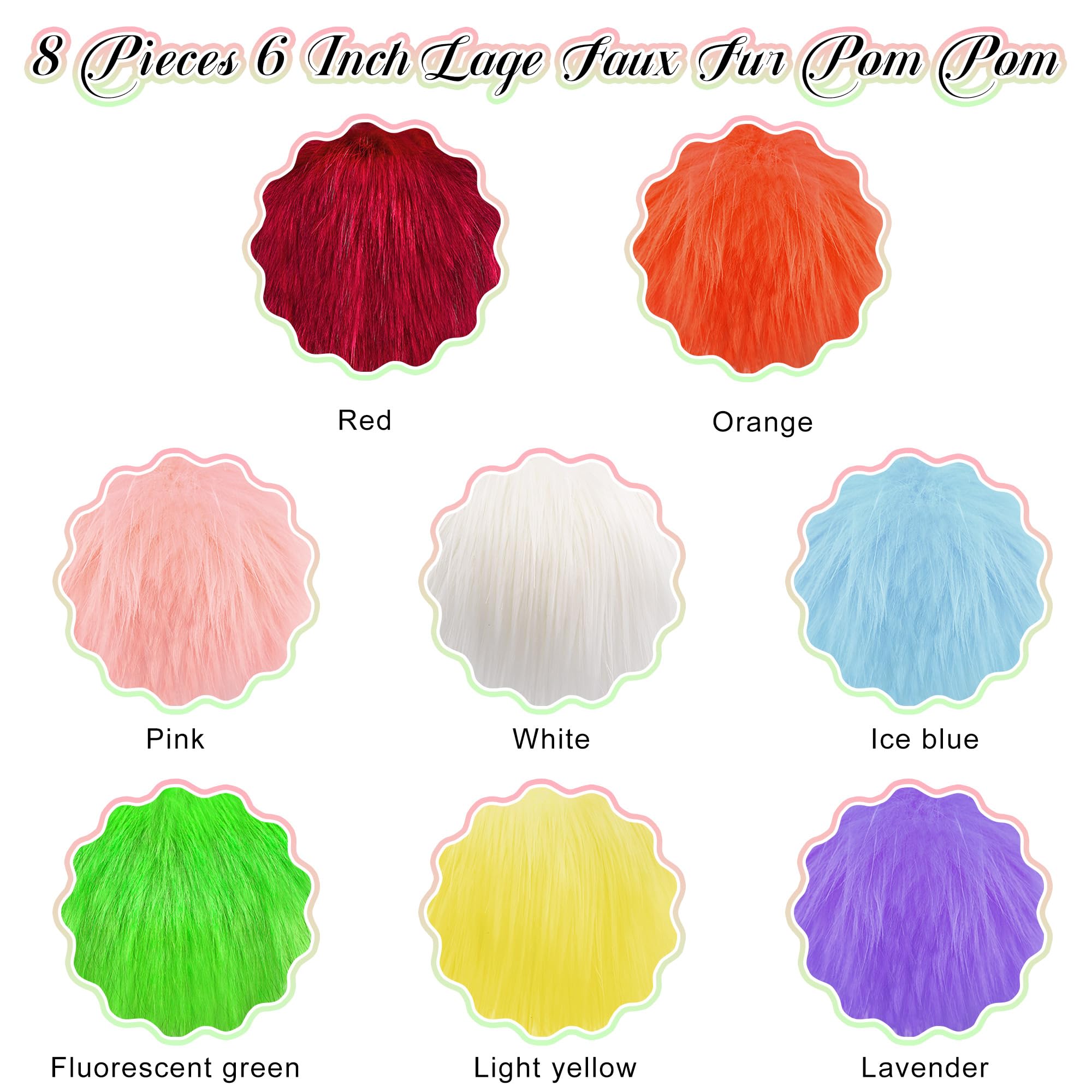 8 Pezzi Pompon In Pelliccia Sintetica 15cm - Con Elastico, Per Cappelli, Sciarpe, Accessori - Foto 9