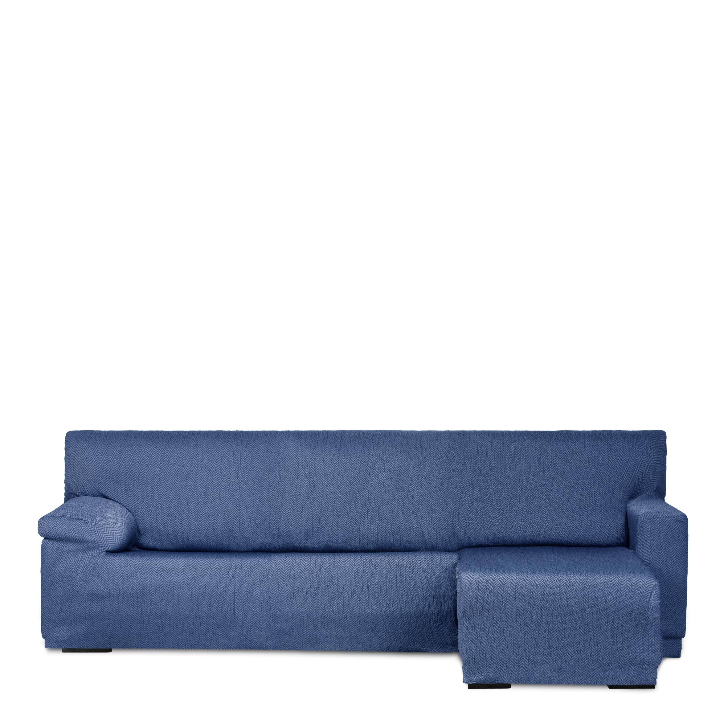 Eysa Light Sofa Cover for Chaise Longue with Short Arm Right Side Front View Blue