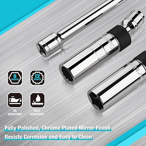 Miniatura 5 de DURATECH Juego de enchufes giratorios magnéticos de 5 piezas y faros EverBrite recargables con luz roja