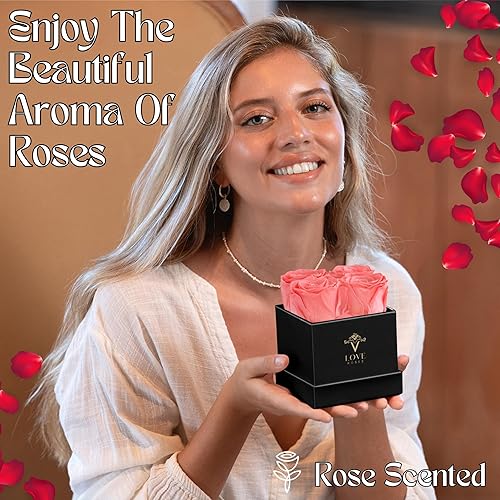 Vista 5 de VLove® Forever Roses in a Box Flores reales para siempre Flores preservadas naturalmente Caja de rosas preservadas Rosa eterna que dura un 4