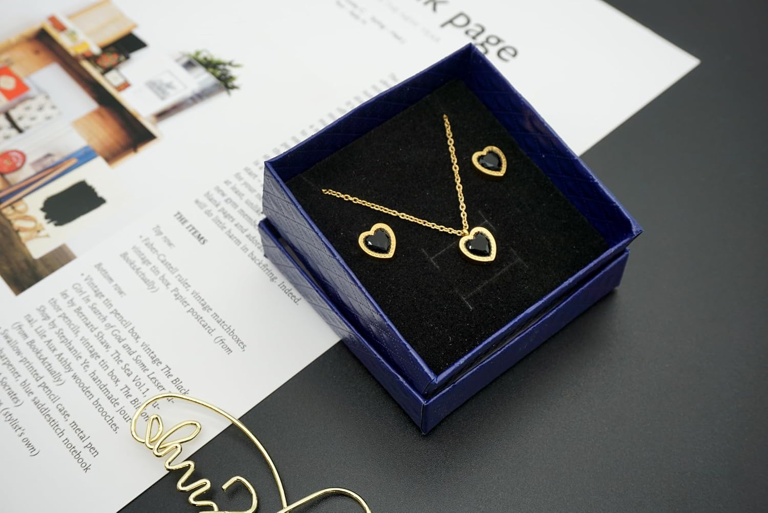 Heart Necklace and Earrings Set - Gold Plated Stainless Steel Zircon Jewelry Set with Gift Box - Elegant Women’s Jewelry for Birthday, Valentine’s, Christmas, Parties, and Daily Wear - Image 2