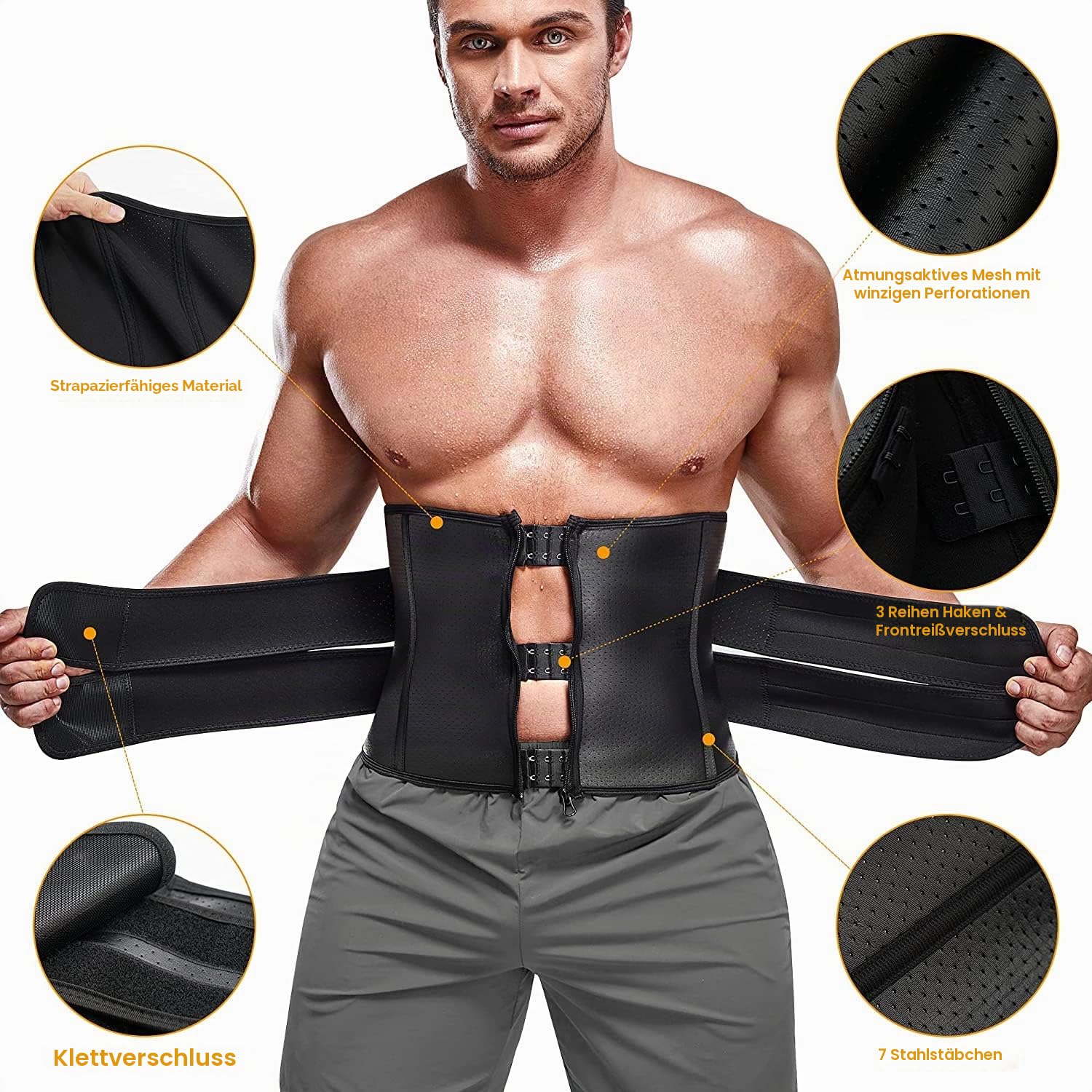 KUMAYES Bauchweggürtel Fitnessgürtel Herren bauchtrainer Neopren Sauna Taille Trimmer Schwitzgürtel Taillenmieder