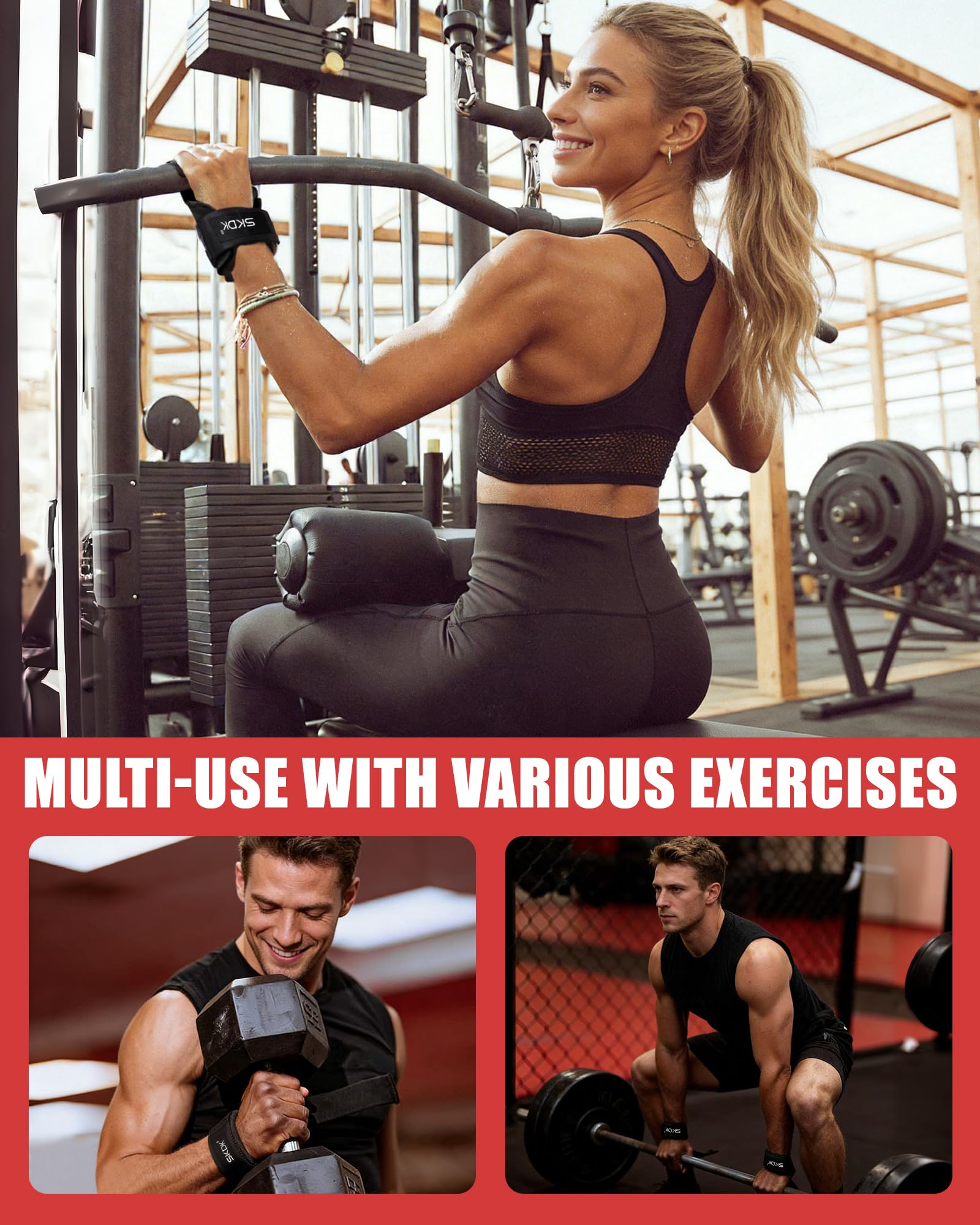 Paski Do Ćwiczeń, 1 Para Paski do Podnoszenia Ciężarów ze Skóry Bydlęcej Crossfit, do Podciągania, Martwego Ciągu i Wyciskania, Zaprojektowane do Treningu Siłowego, Unisex, Czarny