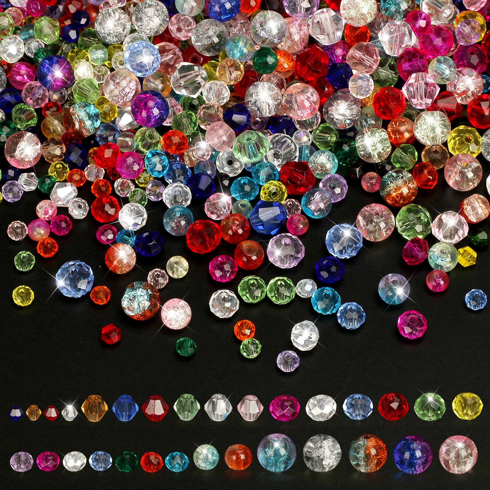 1300PCS Glass Beads for Jewellery Making 3 4 6 8MM Crystal Beads for Crafts