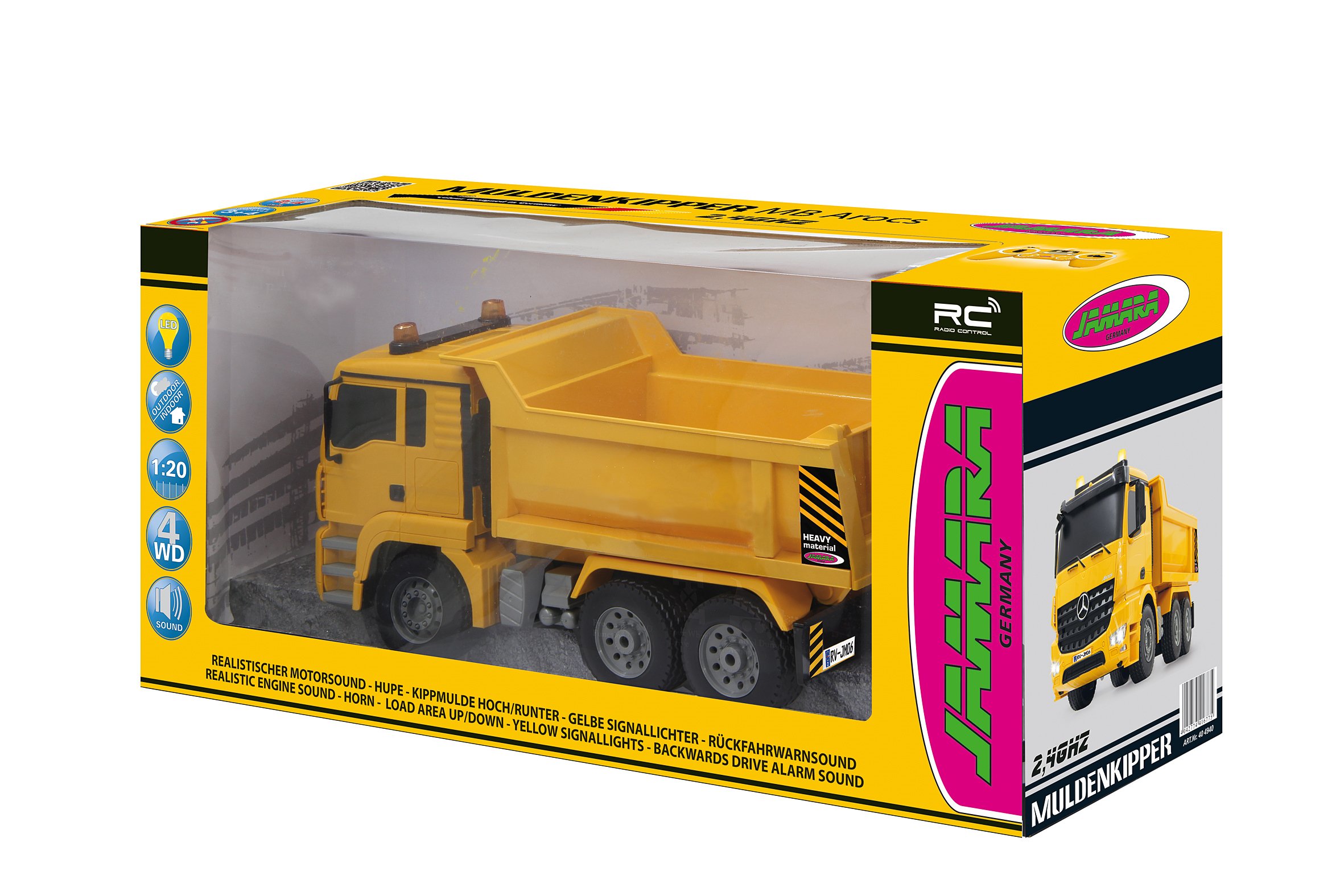 Jamara - Vagoneta basculante 1:20 Mercedes Arocs 2,4 GHz (404940)