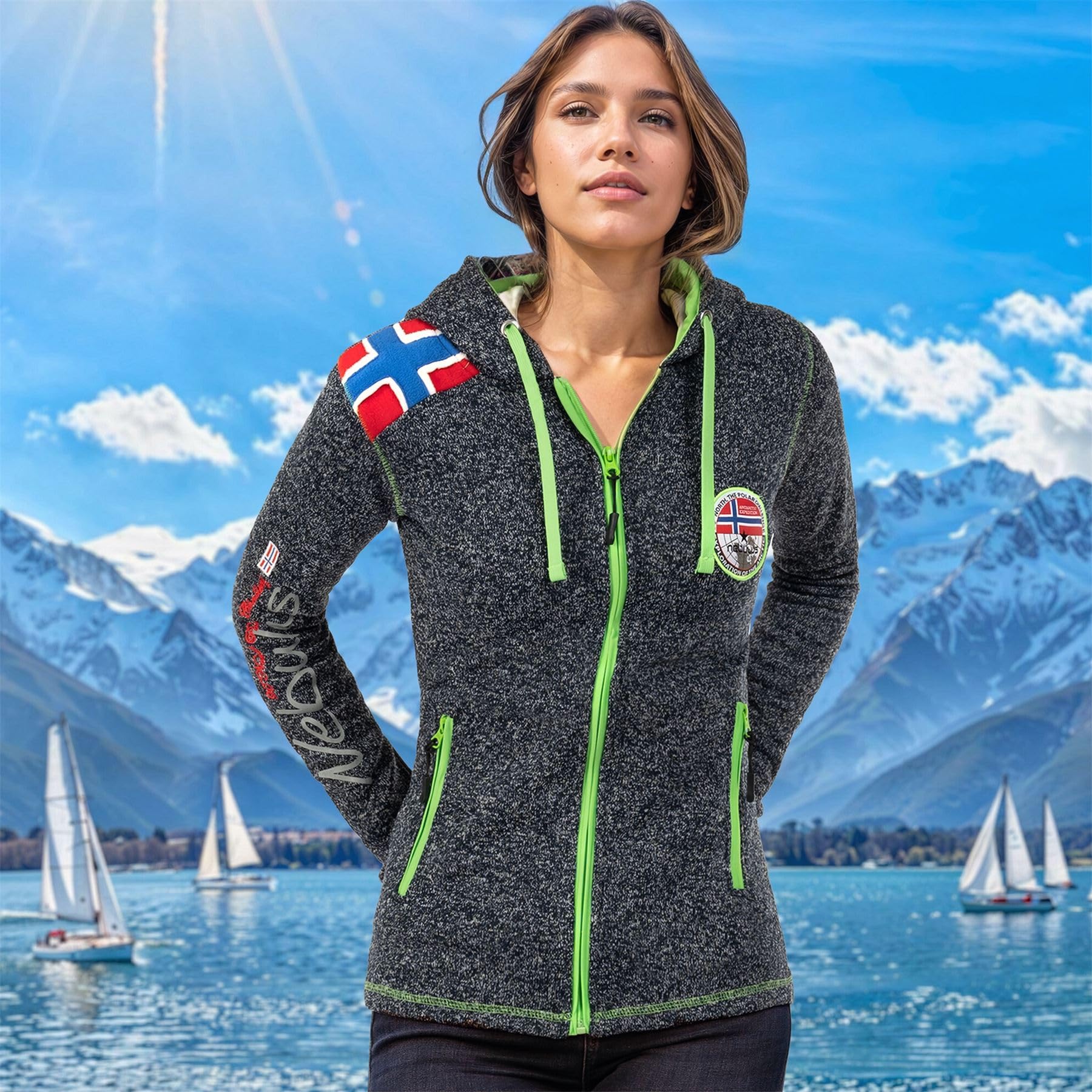 Nebulus Damen Fleecejacke NORSKA, warme Fleece Jacke, mit langem Full-Zip Reißverschluss