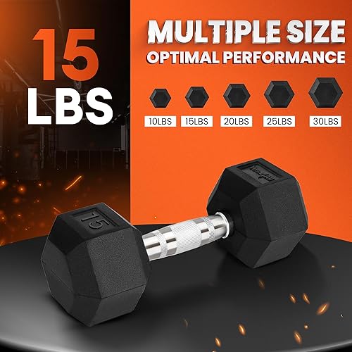 Miniatura 3 de Yes4All - Mancuernas hexagonales con agarre cromado, pesas individuales de mano con antideslizante 5-50 libras