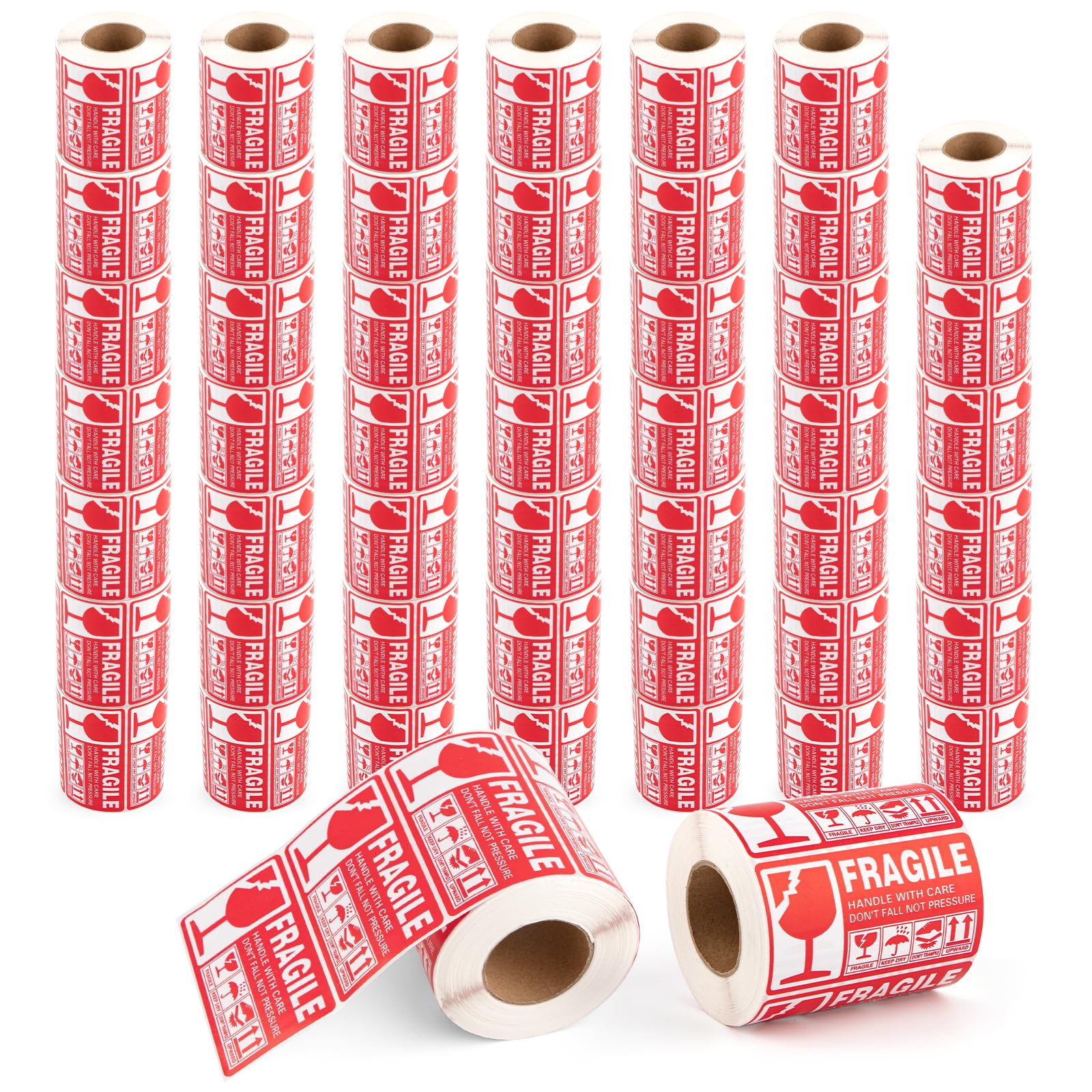 TK Thermal King, 50 Rolls 2"x3.5" Fragile Stickers Strong Adhesive (Handle with Care Don't Fall Not Pressure) Warning Labels for Shipping and Moving (