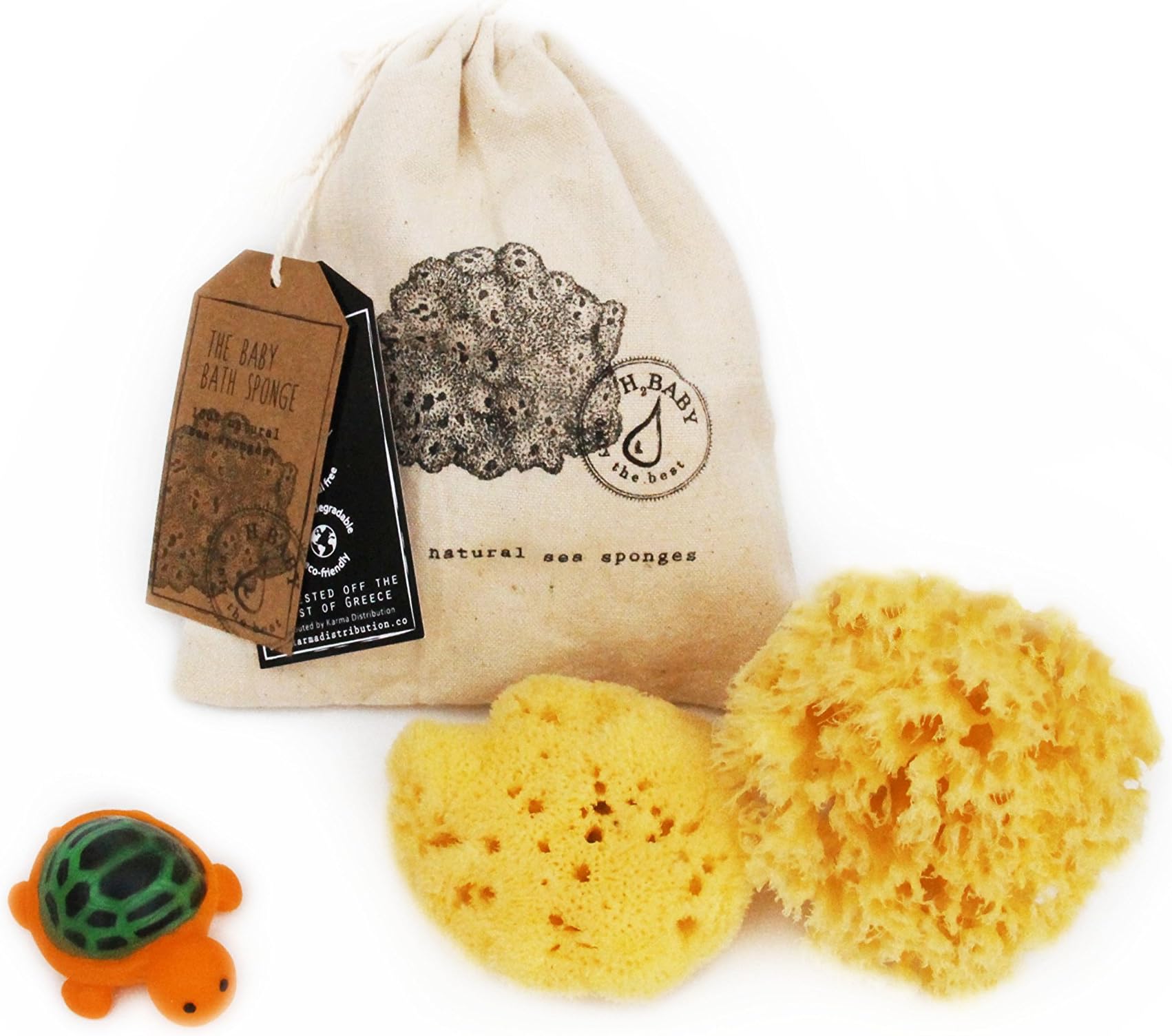 H2Baby Natural Baby Bath Sea Sponge Set, Newborn-2yrs (Pk of 2 Sponges)