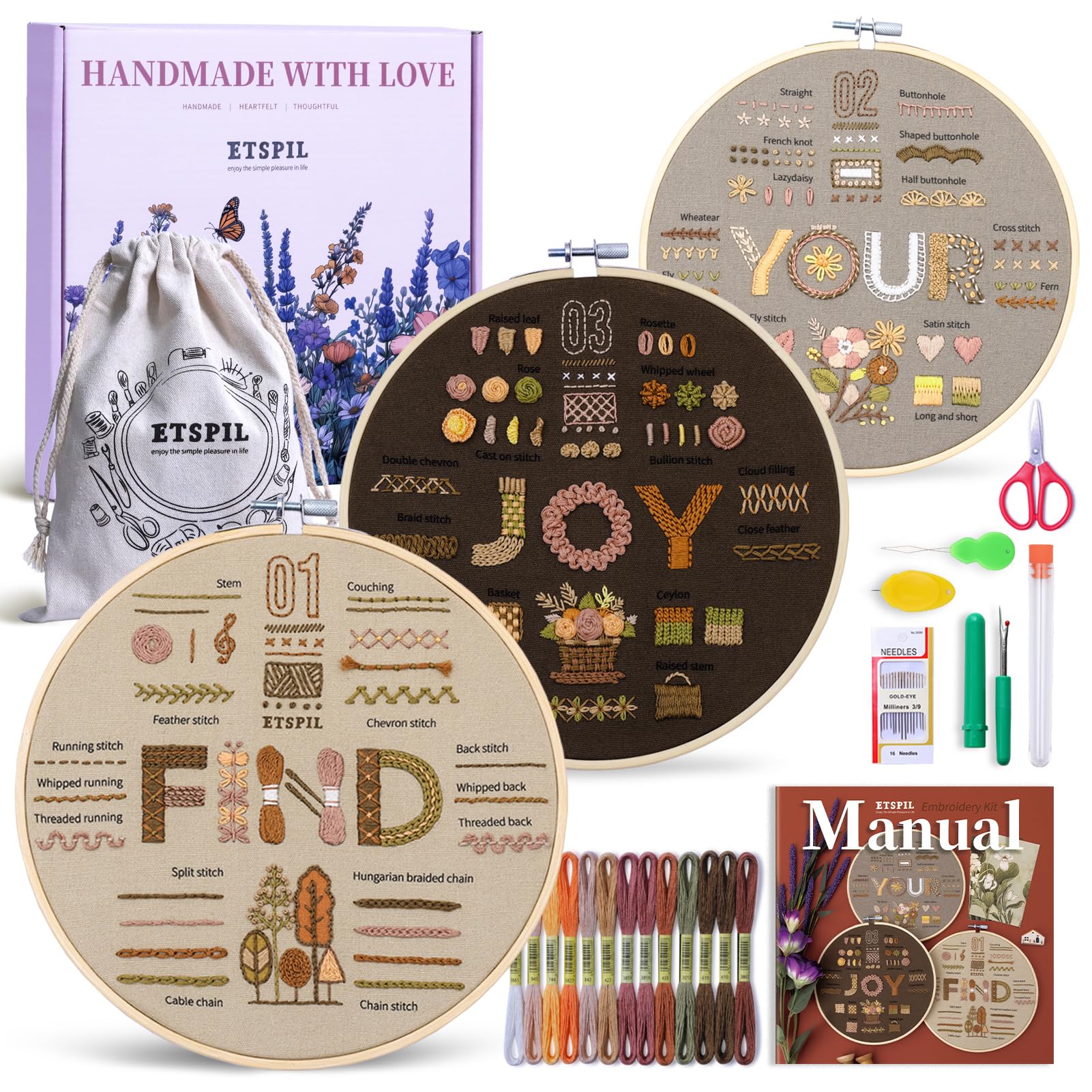 Beginner Embroidery Kit - Learn with Video! -10