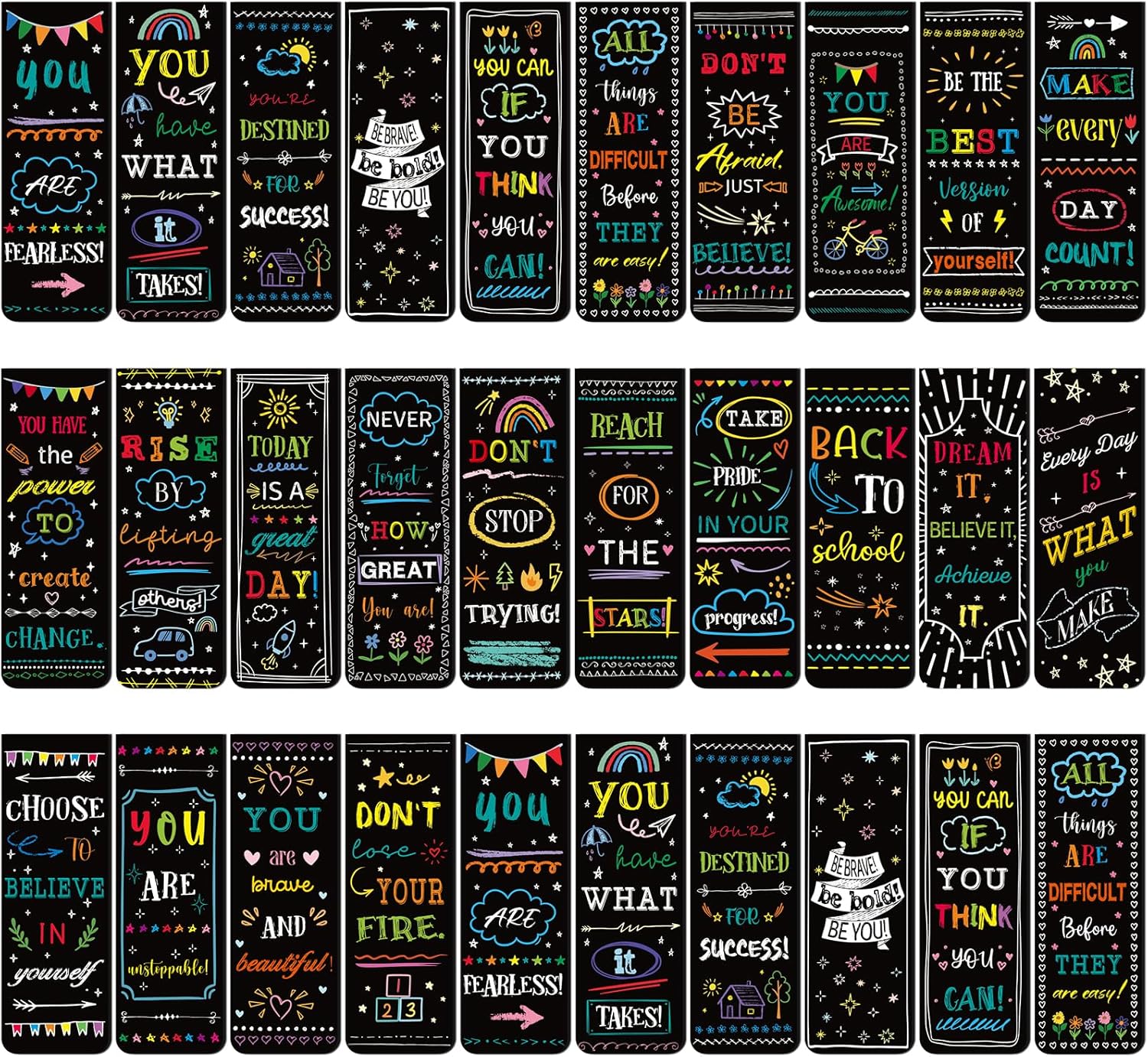 Back to School Magnetic Bookmarks - 48 PCs Inspirational Book Marks for Reading Women Men Bulk Colorful Motivational Magnet Page Markers Clips Gift Boys Girls Kid Student Teacher Supplies