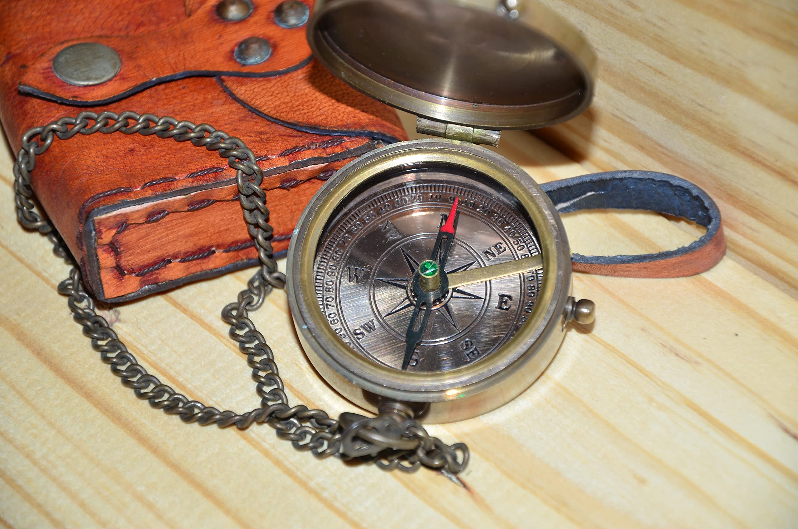 Brass Magnetic Compass Military Compass for Direction, Nautical Collection Marine Brass Compass Fully Working Compass for Surveying, Best for Hiking Hunting Tracking Travelling & Camping 2