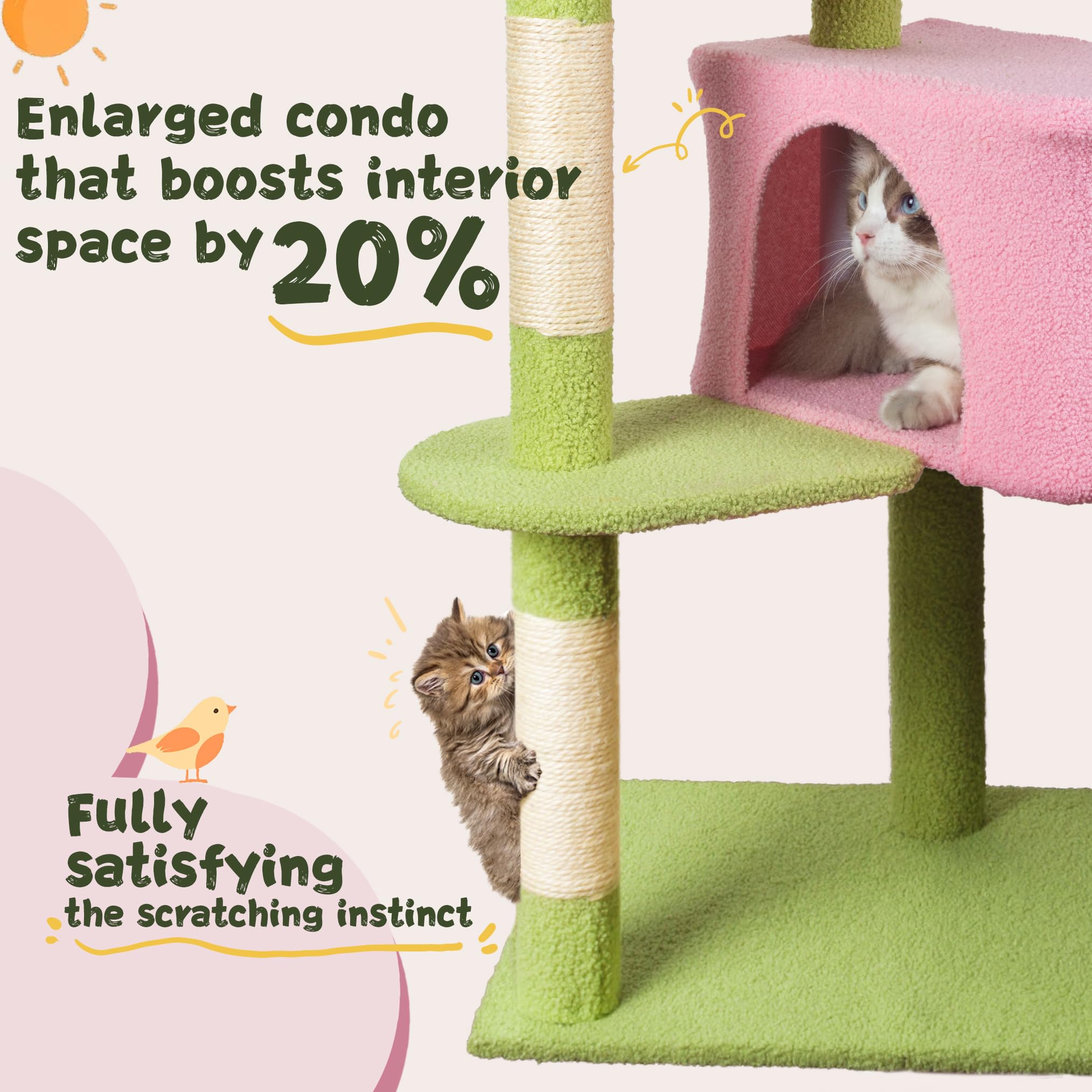 Amazon.com : Fantasreen Cat Tree 43'' Cute Cat Tower Flower Cat