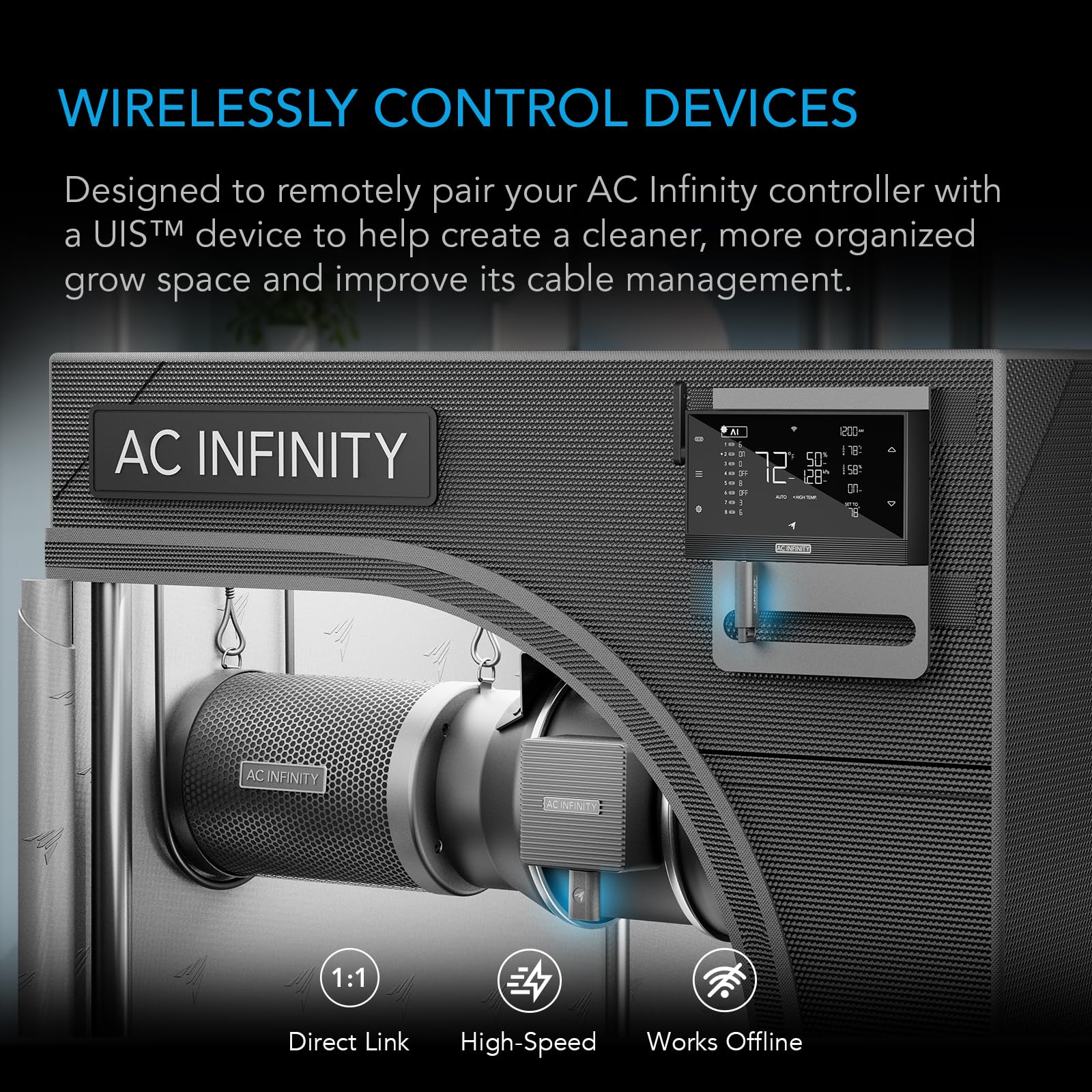 AC Infinity UIS Wireless 1-to-1 Transmitter and Receiver Two-Pack, Replaces Wired Connector Cords, 8m Max Range - Image 2