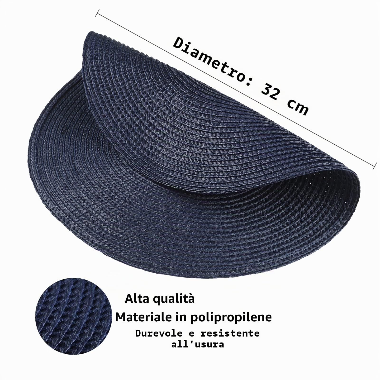Set da tavola Set da 6,12,6 pollici, set da tavola rotondo in plastica polipropilene, lavabile per cucina, tavolo da pranzo, feste, matrimoni (blu)