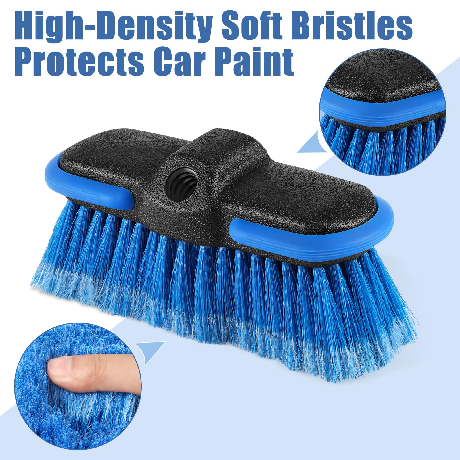 Cabezal de cepillo de lavado de coche con cerdas suaves, cepillo de limpieza de coche con parachoques protector para limpieza de automóviles, camiones, caravanas, barcos
