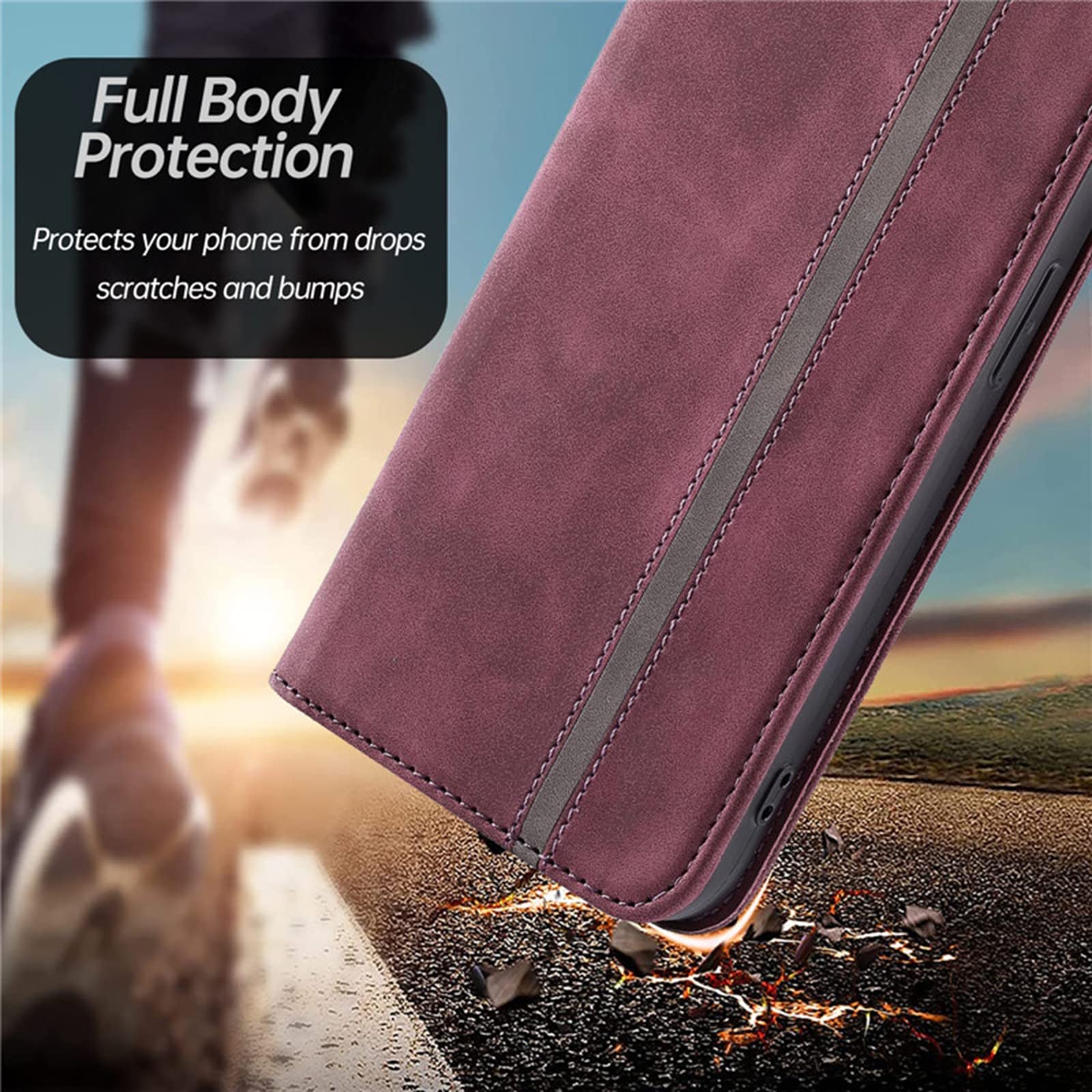 Etui do Samsung Galaxy S22/S22 Plus/S22 Ultra, skórzany portfel etui z przegródką na karty gotówkę magnetyczne zamknięcie etui z klapką na telefon, czerwony, S22 6"
