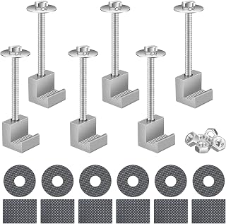 Truck Toolbox Mounting Kit No Drill 6 Pcs, J Hook Crossover Tool Box Clamps | with Scratch-Free Rubber Pads, Upgraded 304 Stainless Steel Fastener, Aluminum Alloy Truck Bed Toolbox Mount Tie Downs,Silver
