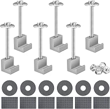 Truck Tool Box Mounting Kit No Drill, Upgraded 304 Stainless Steel Fastener 6 Pcs Silver Pickup Truck Bed ToolBox Mount Clamps, Aluminum Alloy J Hook Crossover Toolbox Tie Downs for Tool Box Fixing