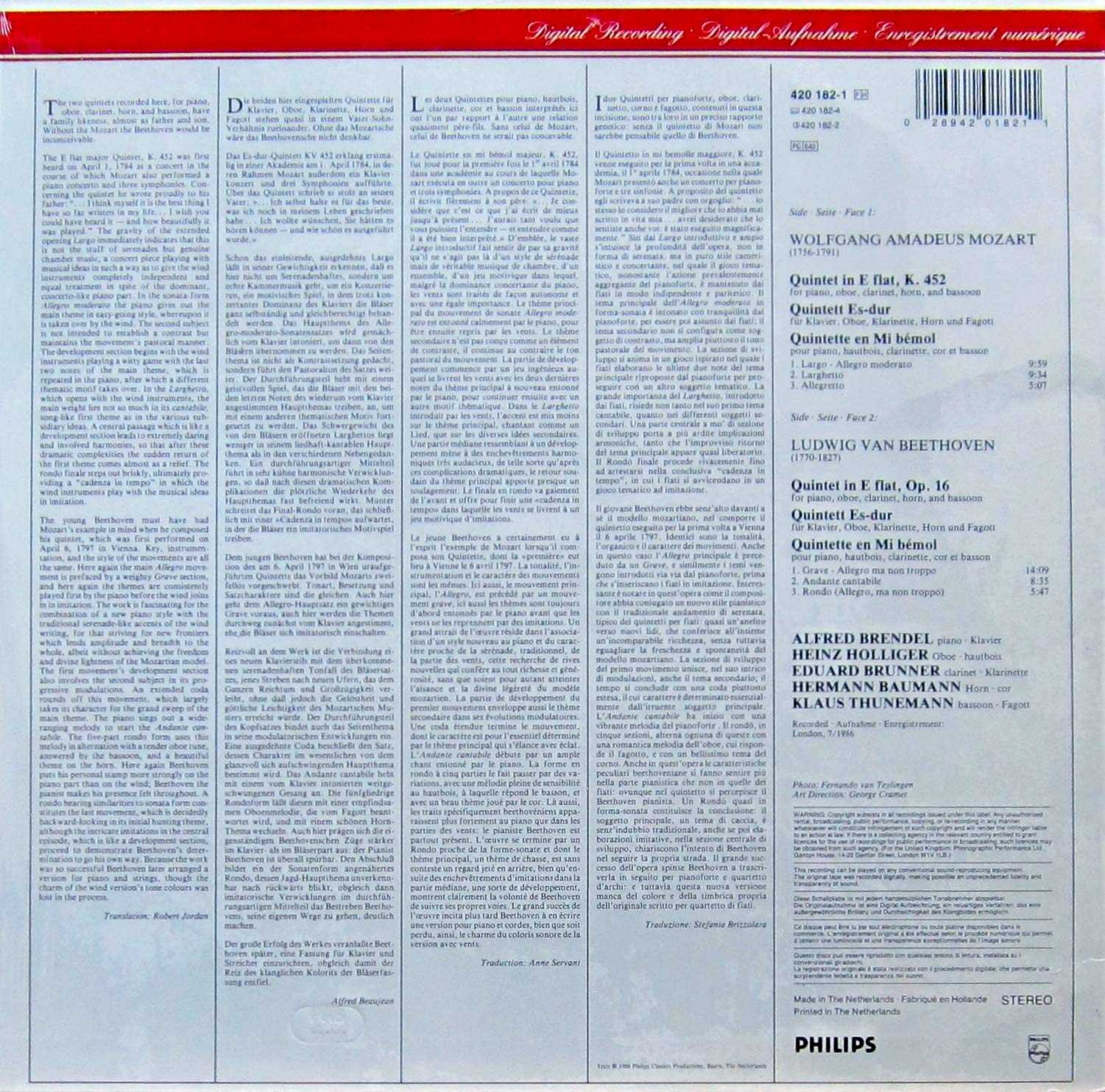 Mozart/Beethoven-Quintette pour Piano