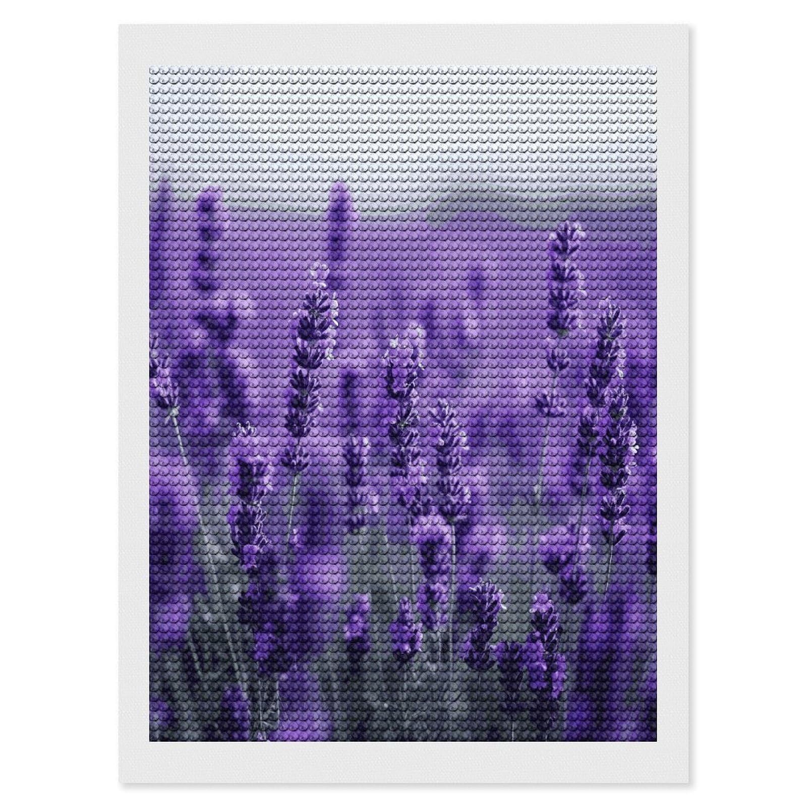 FekiLoot Purple Lavender Diamond Painting Kits for Beginners DIY Diamond Art Kits for Adults Full Drill Round Diamond Dot Gem Art Painting Fun DIY Crafts for Home Kitchen Wall Decor Gift 12"x16"