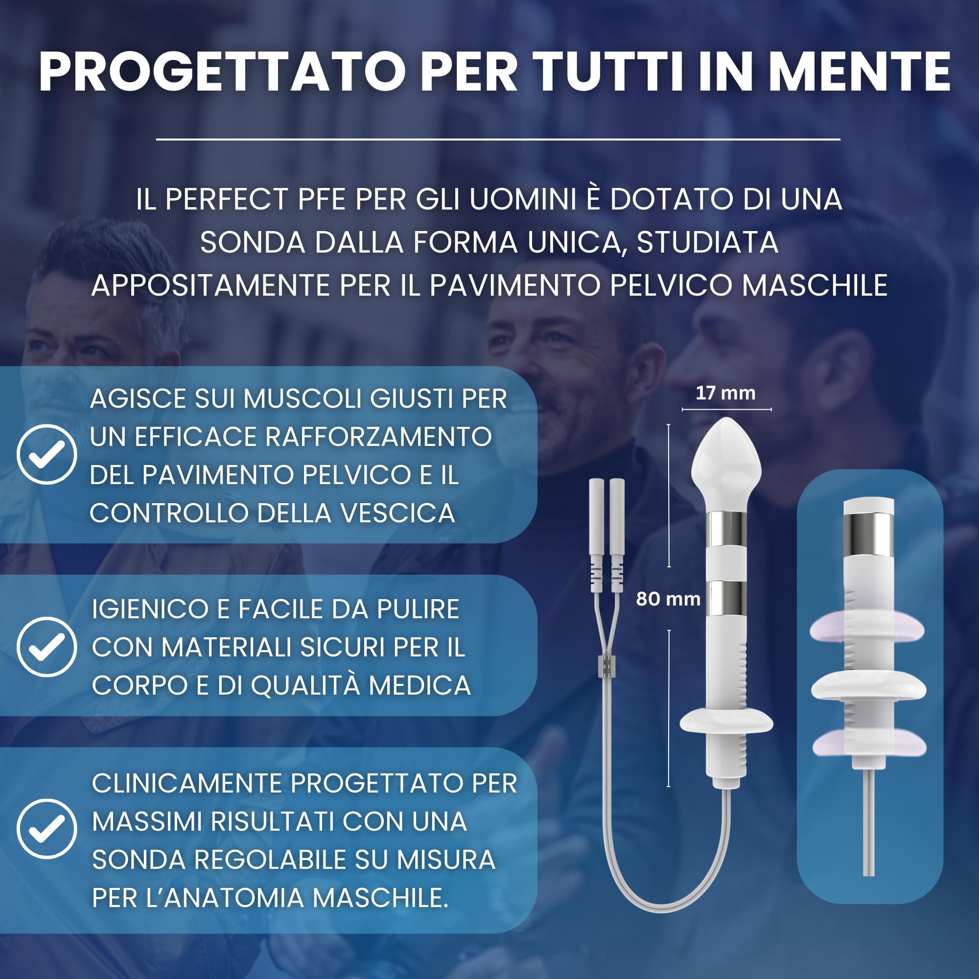 TensCare Perfect PFE Men–Per il Pavimento Pelvico Maschile-Contro l'incontinenza e la disfunzione erettile allenando e rinforzando i muscoli pelvici con la Tecnologia TENS e EMS Kegel