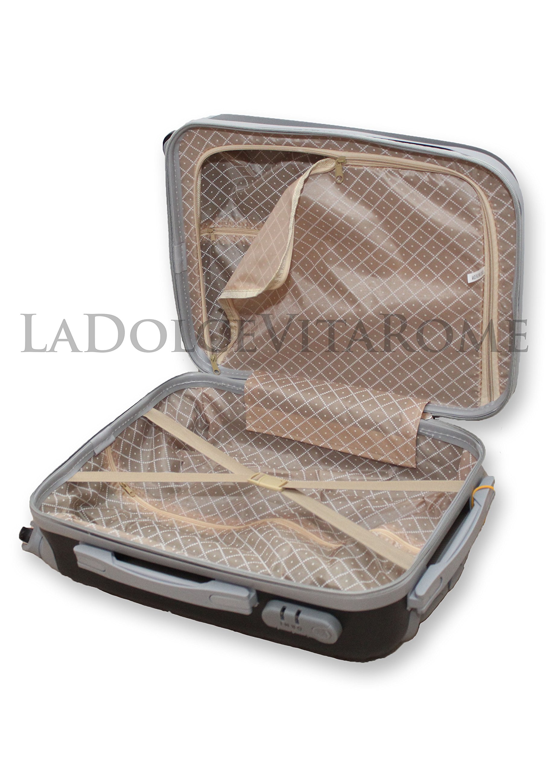 TROLLEY IN ABS 52X35X20 4 RUOTE adatto come BAGAGLIO A MANO per tutti compagnie aeree (NERO)