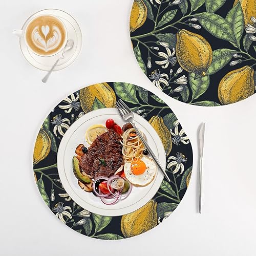 Miniatura 4 de 3 Pcs Pot Holder Trivet Mats Hand Drawn Citrus Fruits Elegant Lemons for Hot Dishes 15in Cotton Thread Weave Absorb Water Pot Holder for Crock Pot