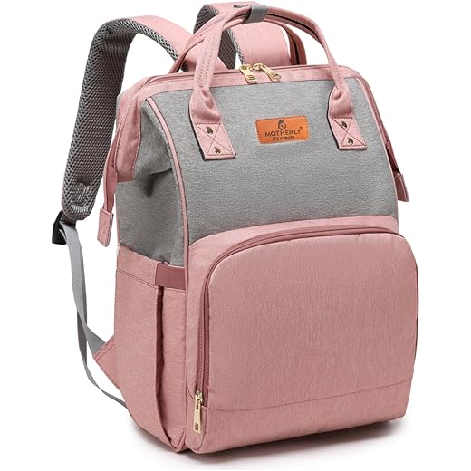 Motherly Crown Melange Diaper Bag - Pink and Grey