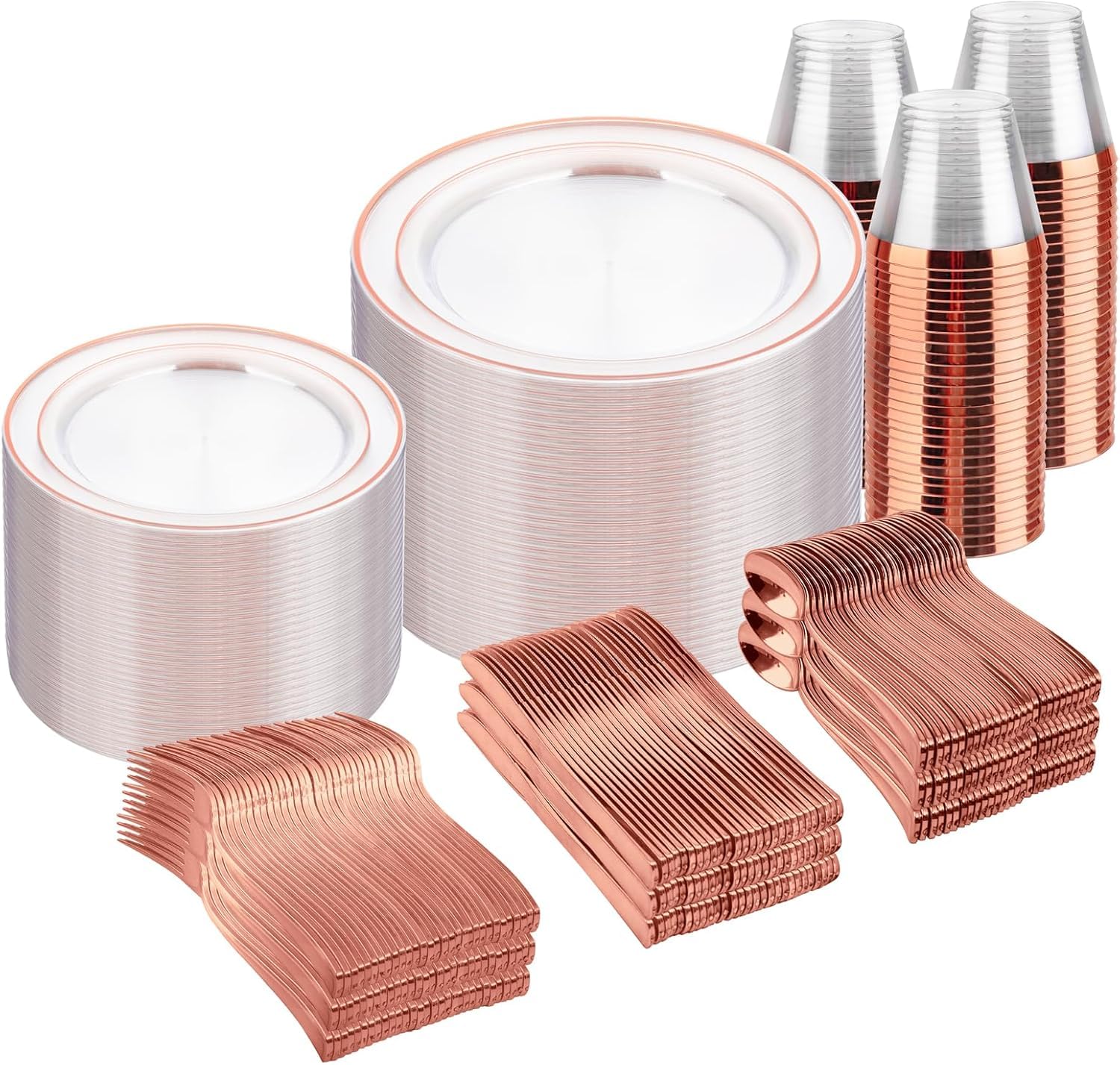 bUCLA 150 Piece Silver Disposable Dinnerware Set -20
