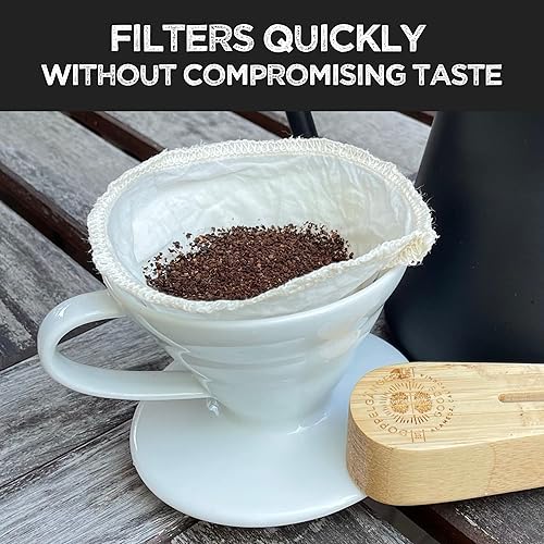 Miniatura 5 de Paquete de 2 filtros de café reutilizables de algodón orgánico #2 – Filtros de tela para gotero de café, verter sobre gotero de café y cafeteras que