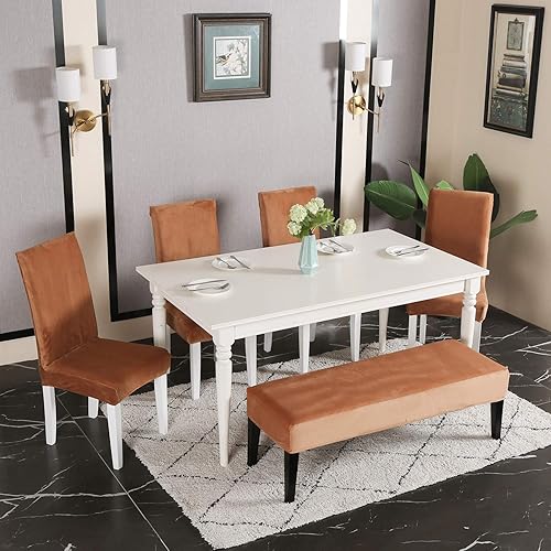 Vista 26 de Fundas de banco Fundas de banco lavables rectangulares para comedor con elástico inferior Funda protectora elástica de muebles para sala de Gris