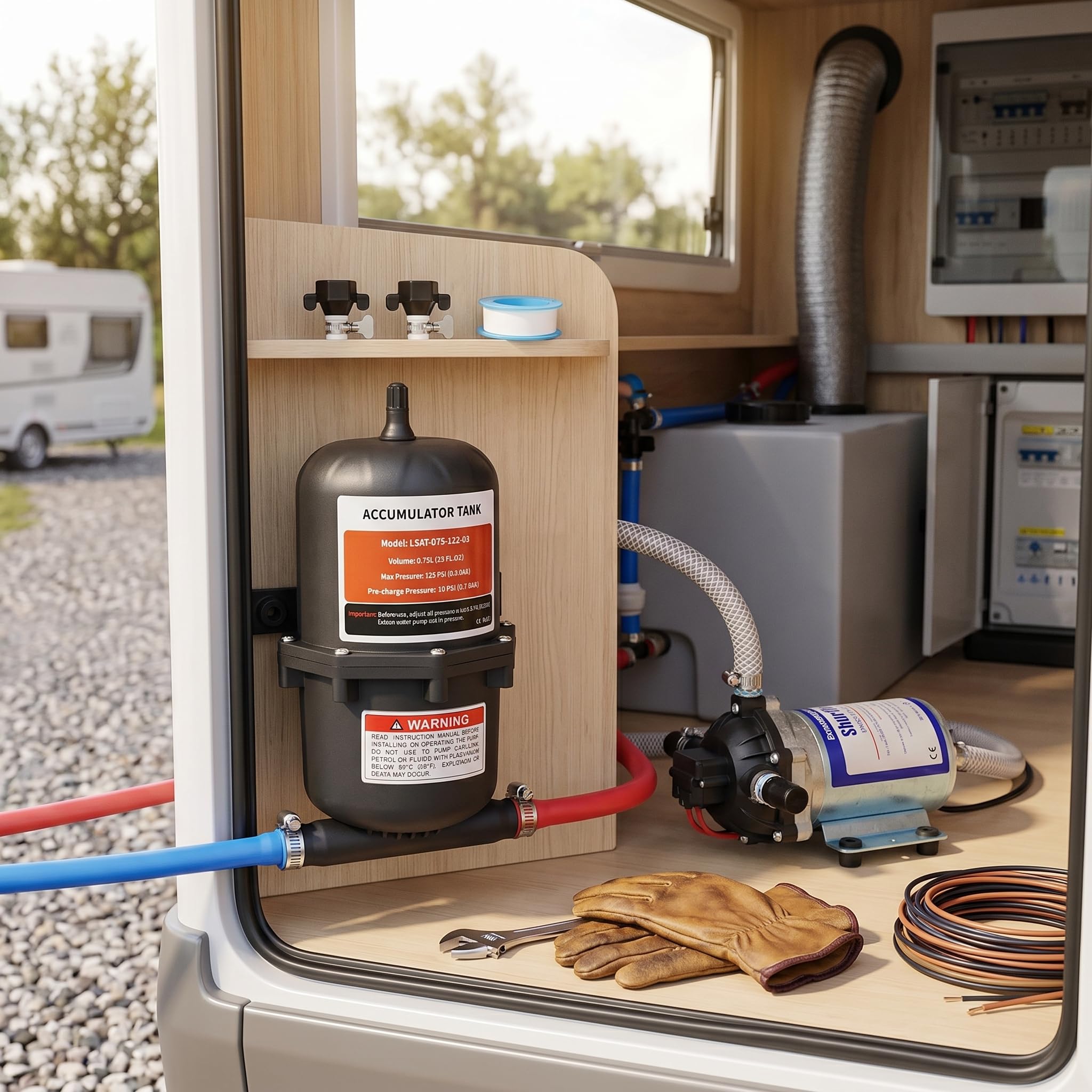 HEEPDD Accumulateur d'eau pour Camping-Car, Mini Réservoir sous Pression, Volume de 0,75 L pour Bateaux et Camping-Cars, Réduit la Pulsation de la Pompe avec Une efficacité de 125 Psi | Réduit la Pulsation de la Pompe,Facile à Installer,Pour Bateaux et Ca