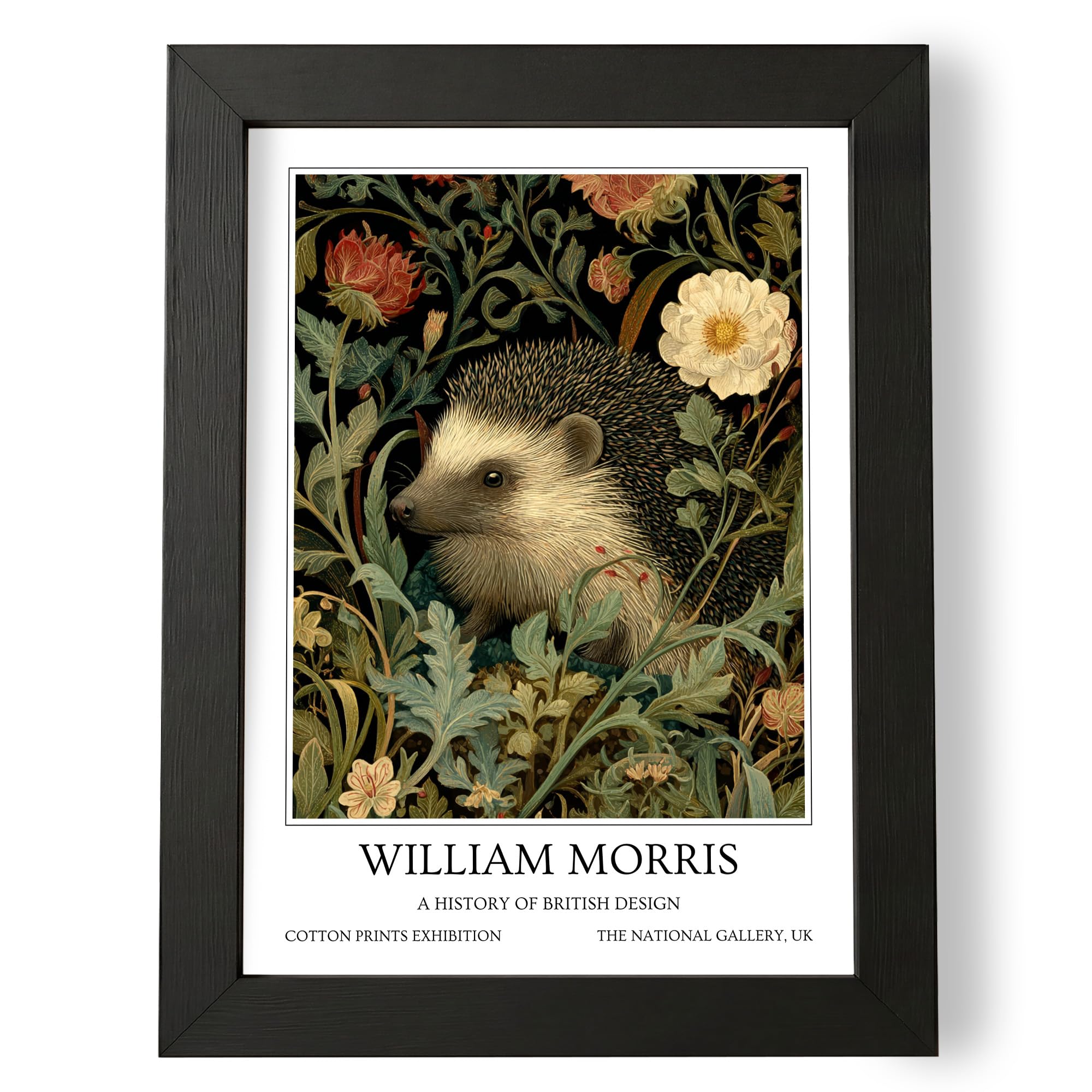Fans Favourites William Morris - Vintage Art Noevua British Prints, Botanical Wall Art, A History of British Design Collection (Hedgehog, A3, Framed)