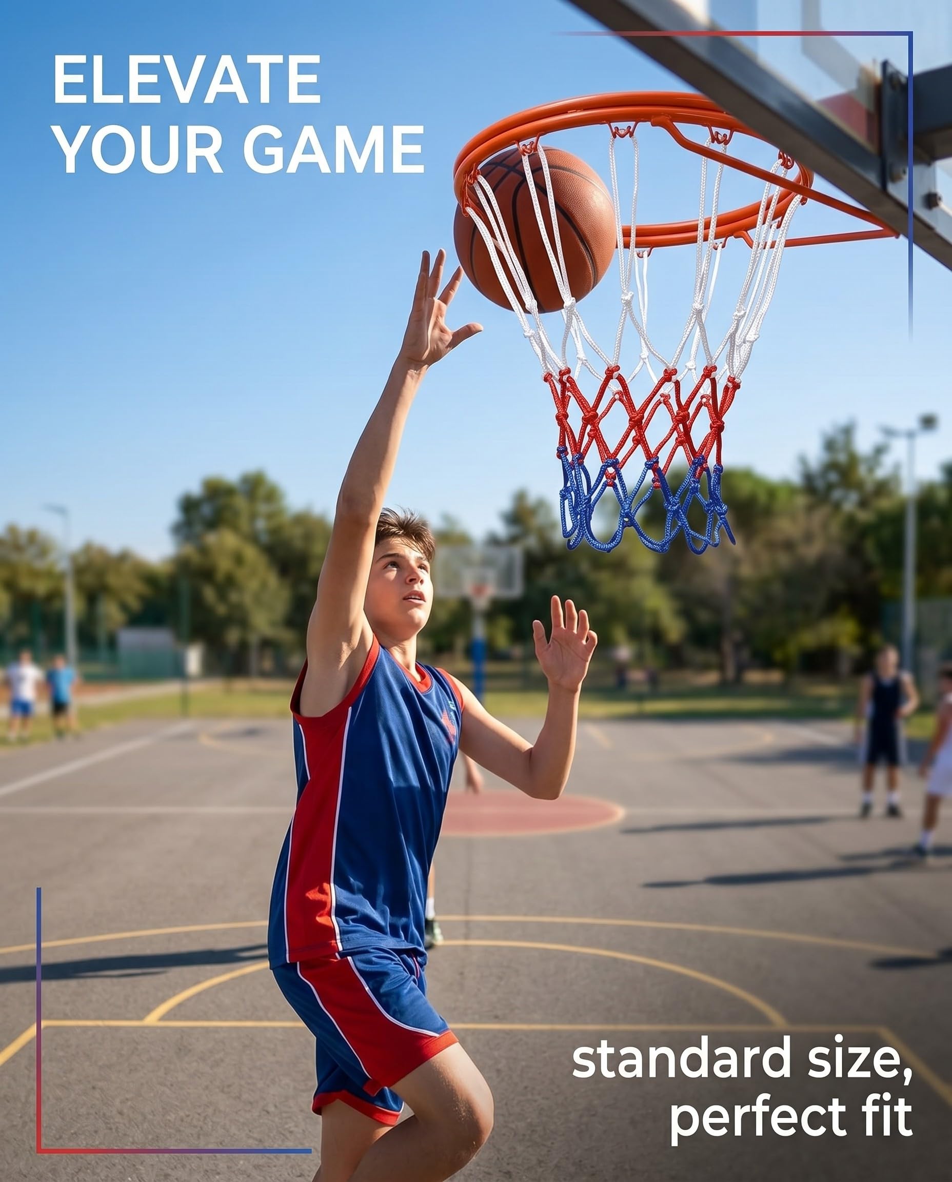 Set di 2 reti da basket in nylon di ricambio, 12 fori, per sport all'aperto, canestro standard