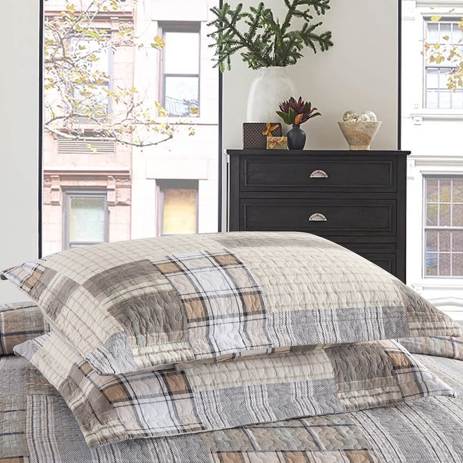 PANGUSHAN Juego De Edredón De 100 % Algodón, Tamaño King, Juego De Ropa De Cama De Retazos