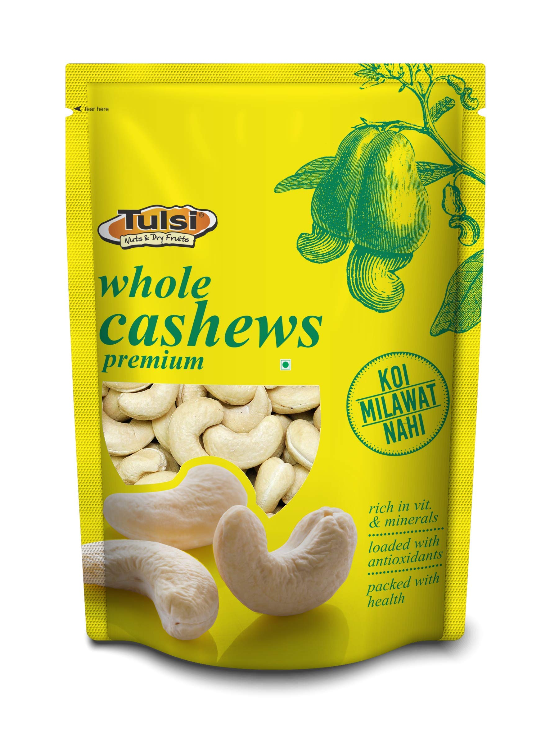 Tulsi Whole Cashew Premium (Grade W320) 500g | Handpicked Kaju Nuts | Premium Cashew Nuts | Raw Cashews | Rich in Protein | Source of Dietary Fiber | Whole Kaju | Farm Sourced (B07TN6TQJ9) Amazon Price History, Amazon Price Tracker