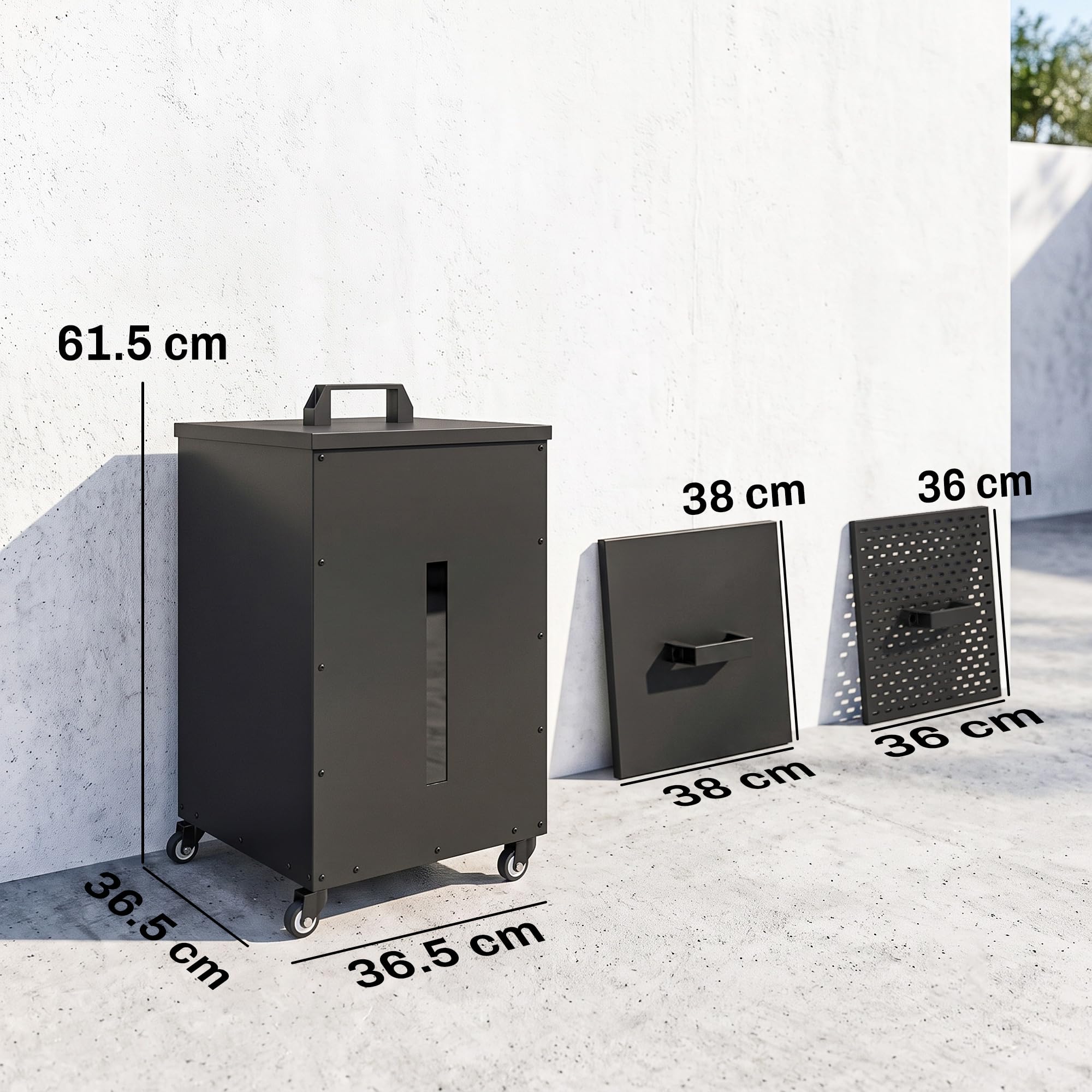 Outsunny Porta Pellet da Interno con Ruote da 30 kg in Acciaio, Nero