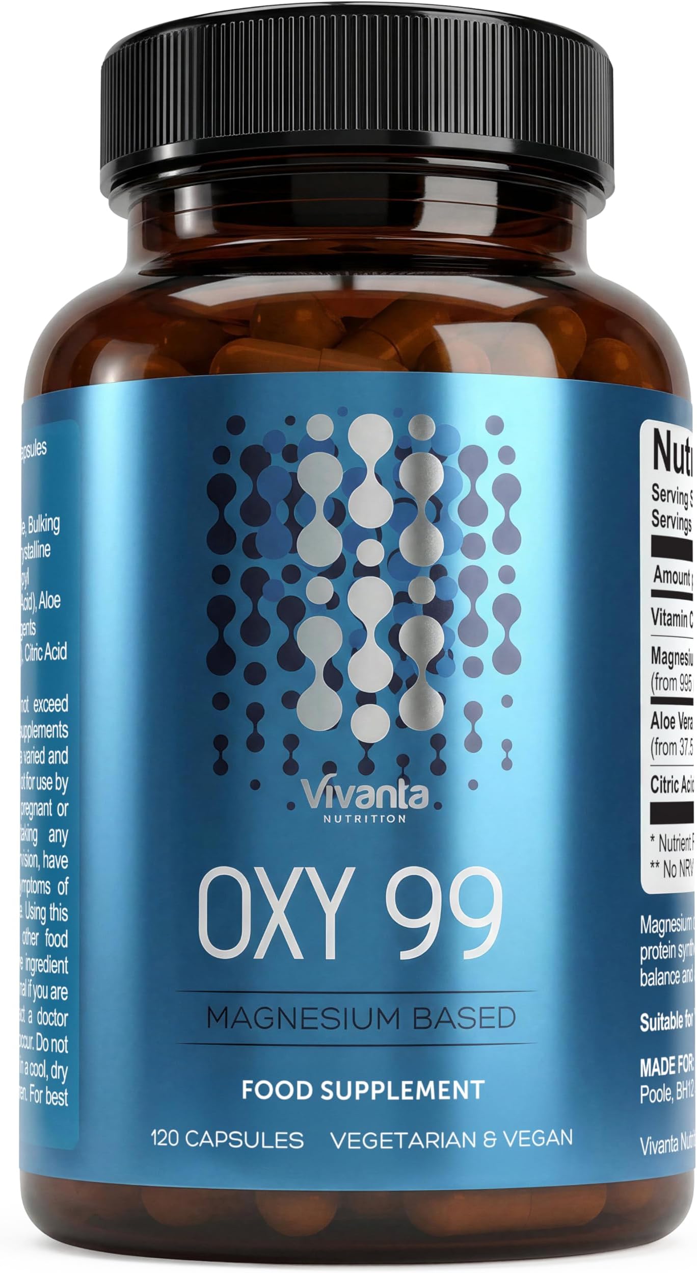 Oxy 99 - Very High Strength Oxygen Cleanse - 995mg Magnesium Hydroxide - 120 Vegan & Vegetarian Capsules (14 Day Colon Cleanse)
