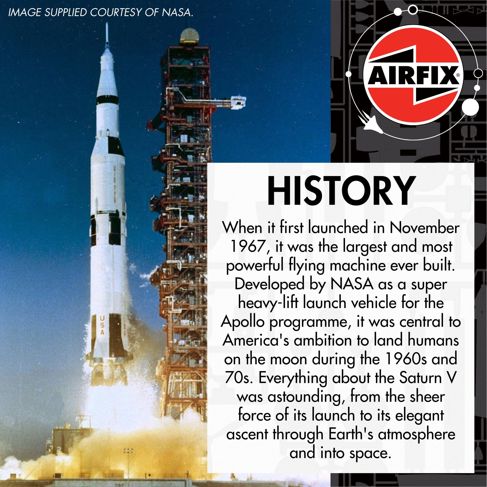 Airfix A50201 Saturno V: maquetas de plástico, Naves espaciales para Adultos y niños 8+ años. Incluye: Escala, Pinturas acrílicas Humbrol, Pinceles y policemento