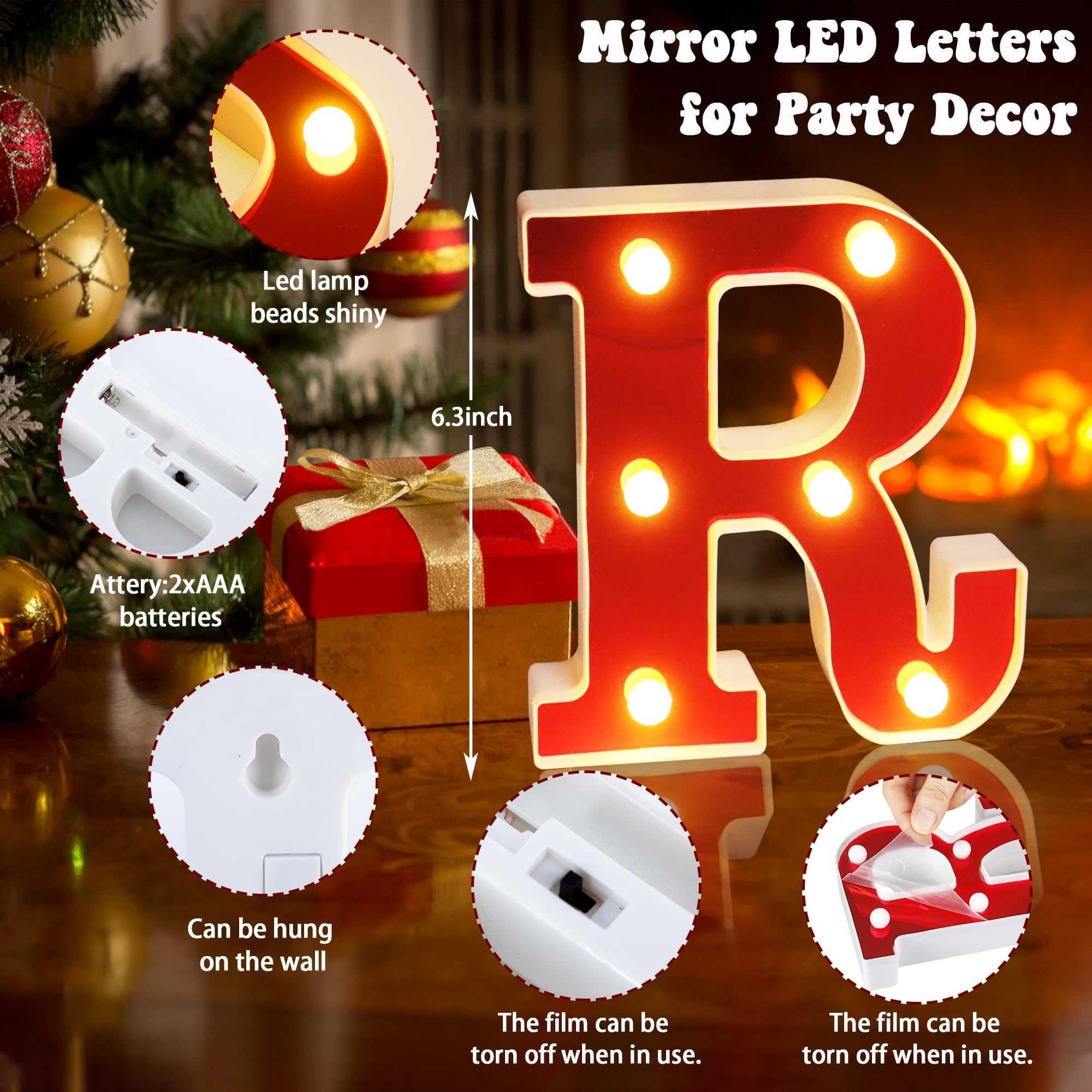 MERRY CHRISTMAS Led Letters Lights Light Up Sign Christmas Decorations Indoor Outdoor Alphabet Led Wall Room Decor 14PCS for Home Bar Festival Night Light Party Decorative