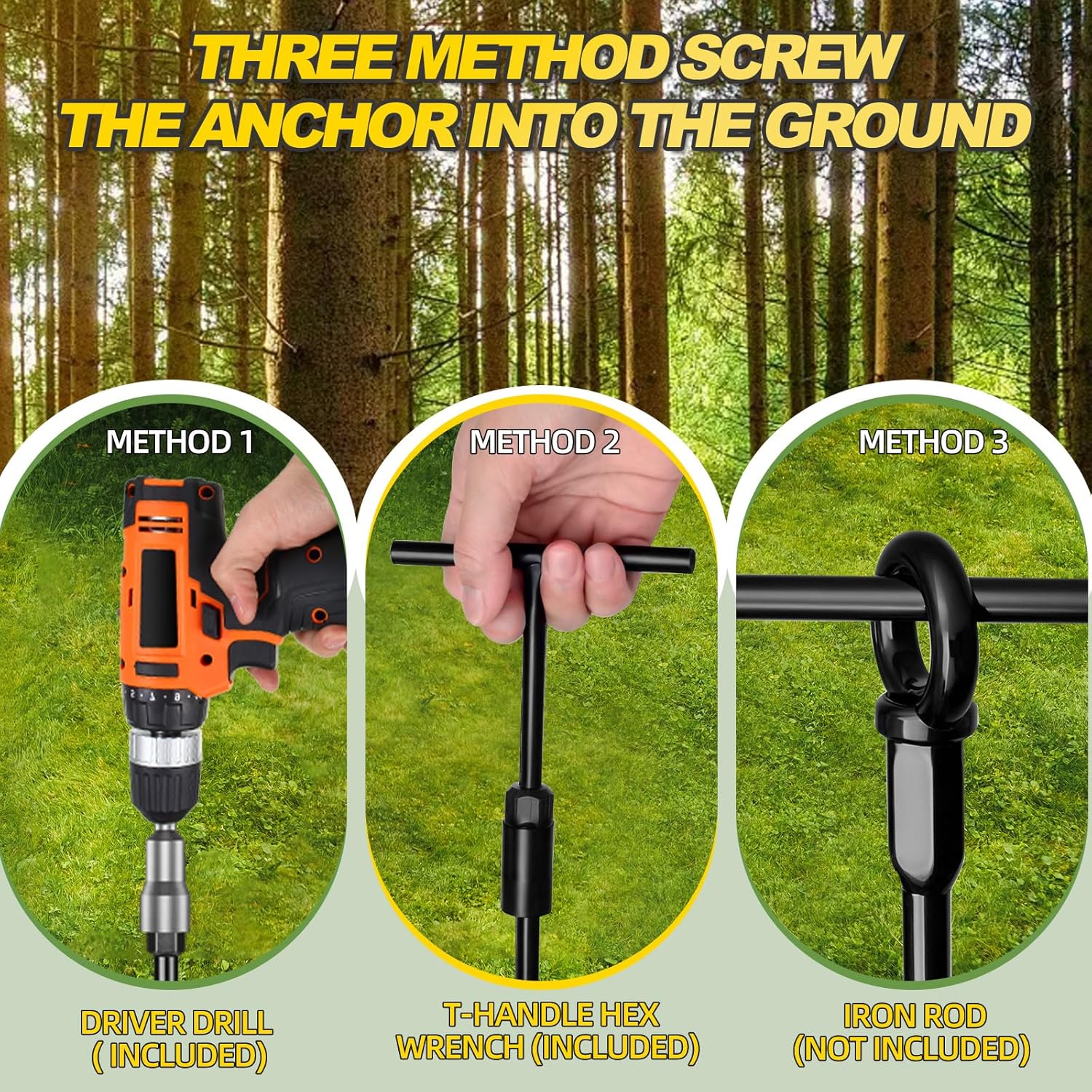 Ground Anchors Screw in, 4 Pack Spiral Trampoline Anchors with Nut and Tool Swing Set Anchors Tent Stakes High Wind Heavy Duty Earth Anchors for Sheds Canopies Carports Mobile Home Ground Anchors Screw in, 4 Pack Spiral Trampoline Anchors with Nut and Tool Swing Set Anchors Tent Stakes High Wind Heavy Duty Earth Anchors for Sheds Canopies Carports Mobile Home