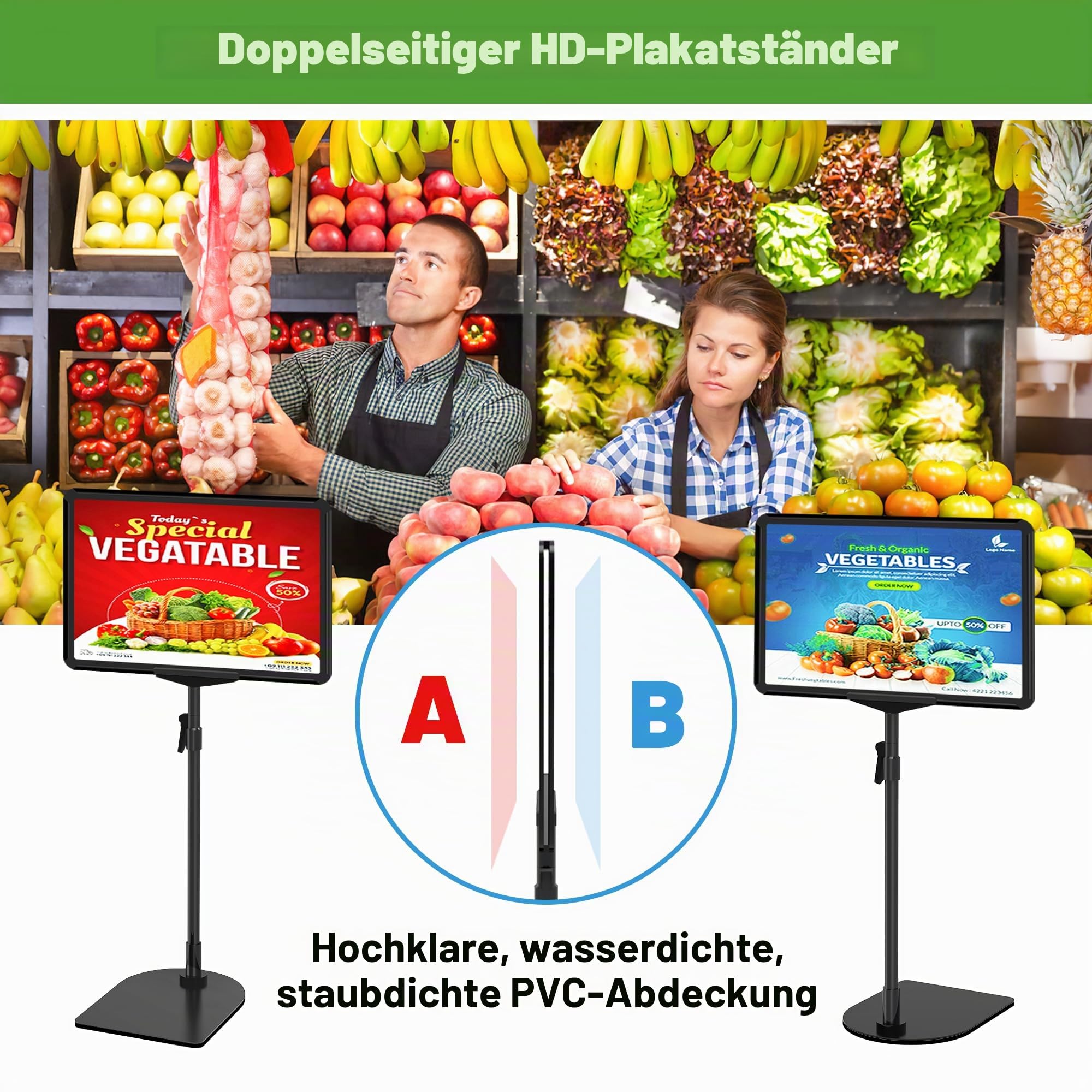 Posterständer, A4, stehender Schilderhalter für Tischplatte, verstellbarer Beschilderungsständer, Werbung, Menü, Notizständer, für Geschäft, Büro, Restaurant, 6 Stück