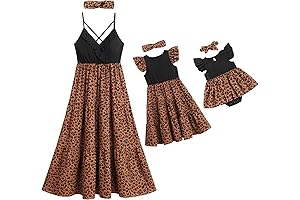 Matching Leopard Ruffle Sleeveless Dresses for Mommy and Me