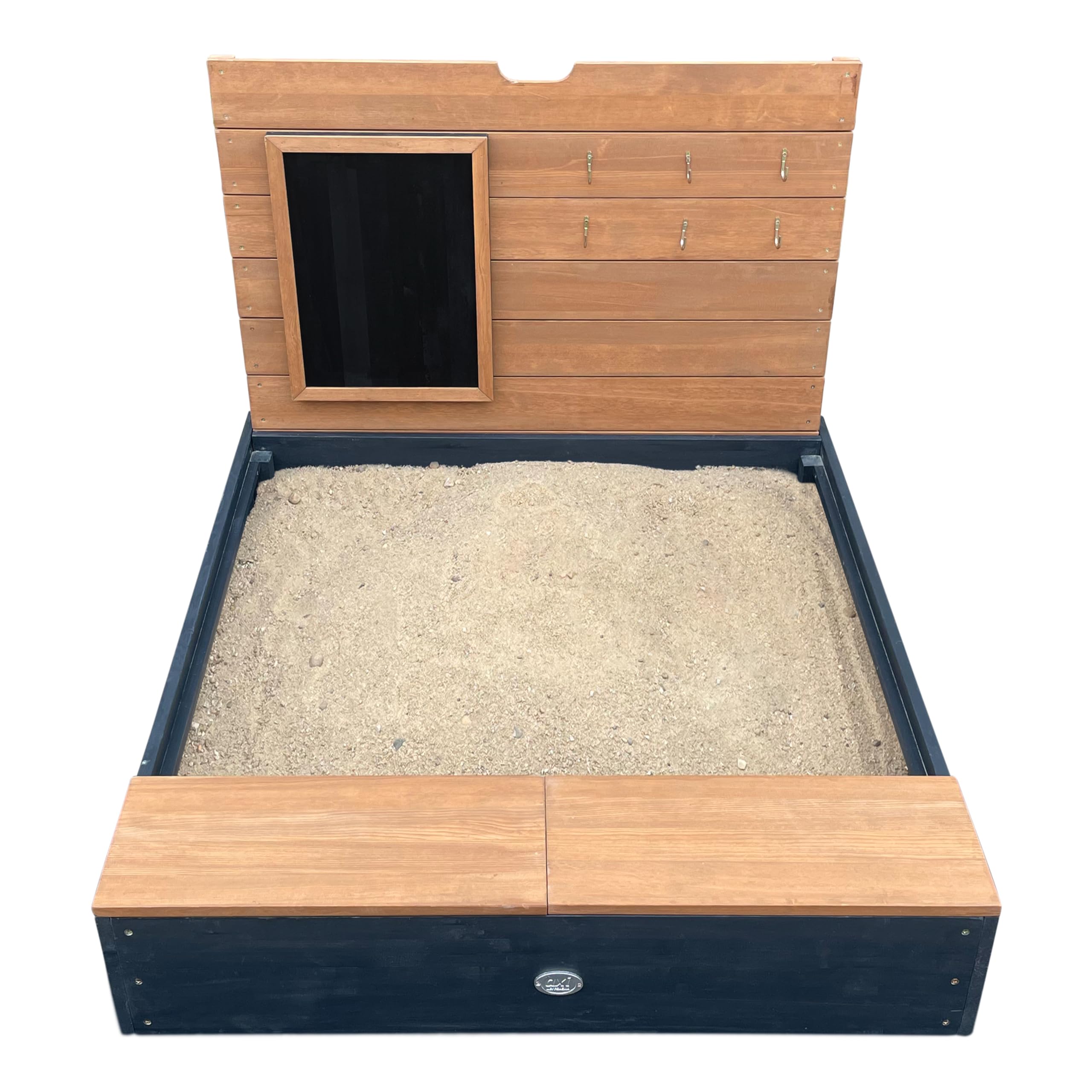 AXI | Mandy - Sabbiera con contenitore e coperchio Grigio, Marrone | Sabbiera in legno, legno di Hemlock | Facile da costruire, conservare | Da 3 anni