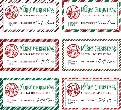 300 Pieces from Santa Gift Tag Stickers Christmas Gift Sticker from Santa North Pole Delivery Stickers Labels for Xmas Present Wrapping