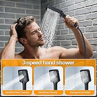 Vista 4 de Sistema de Ducha Moderno de Lluvia de Latón Juego de Grifería con Válvula y Desviador Mezclador de Ducha con Ducha de Mano de Alta Presión Válvula