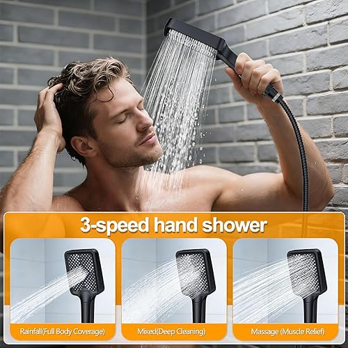 Miniatura 4 de Sistema de Ducha Moderno de Lluvia de Latón Juego de Grifería con Válvula y Desviador Mezclador de Ducha con Ducha de Mano de Alta Presión Válvula