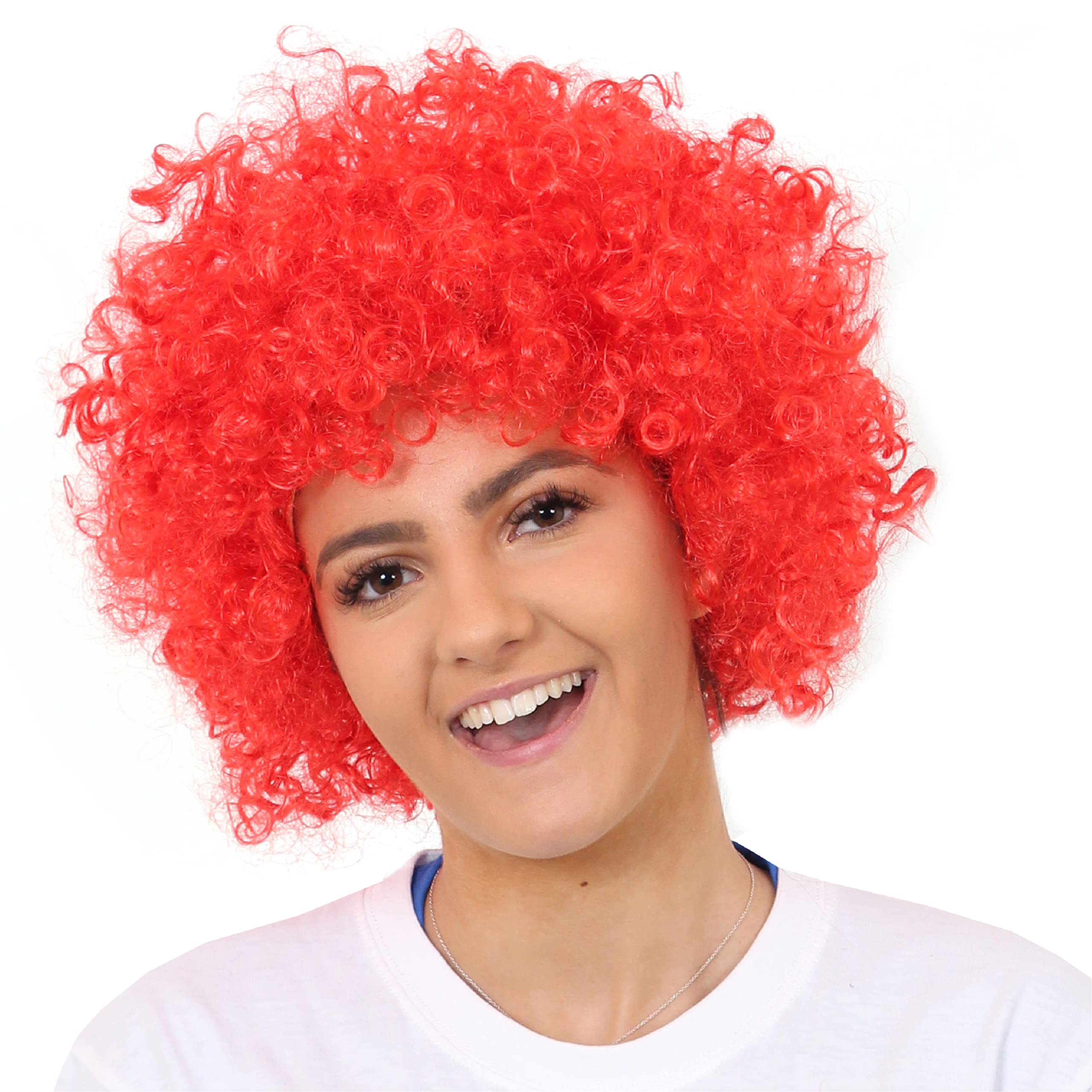 PRP Creation Unisex Curly Clown Hair Wig for Holi & Halloween Festival Costume | Malinga Wig | Disco Afro Malinga Wig (Red)-picture-55